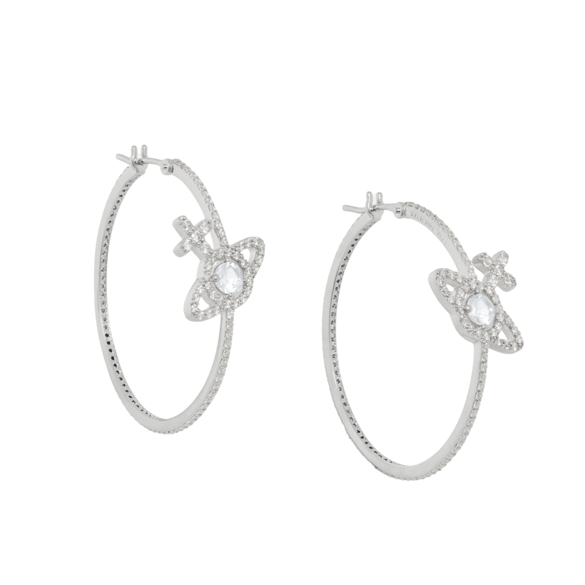 Vivienne Westwood Platinum/White CZ Olympia Hoop Earrings