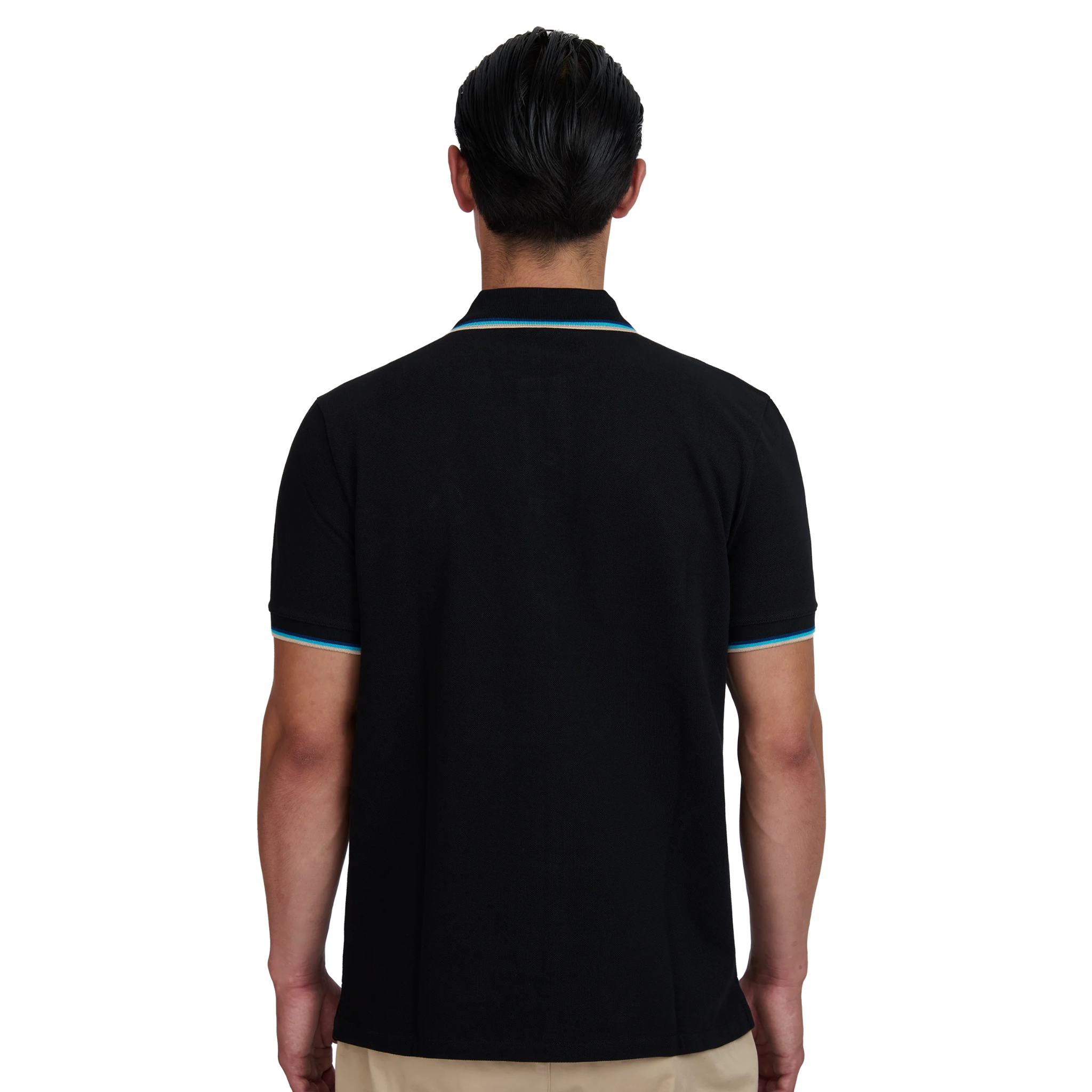 Mens Sandbanks Black Tipped Badge Pique S/s Polo Shirt