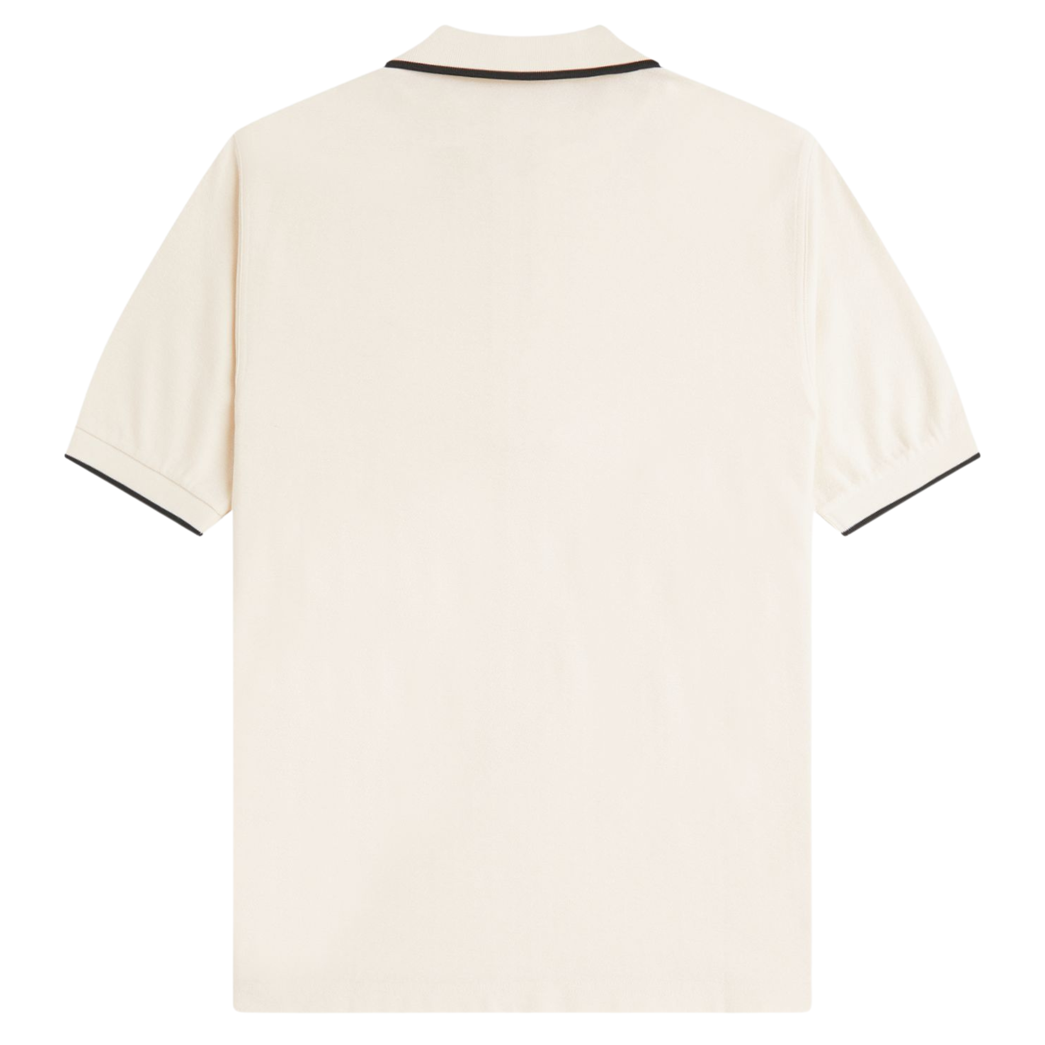 Mens Fred Perry Ecru Crepe Pique Zip S/s Polo Shirt