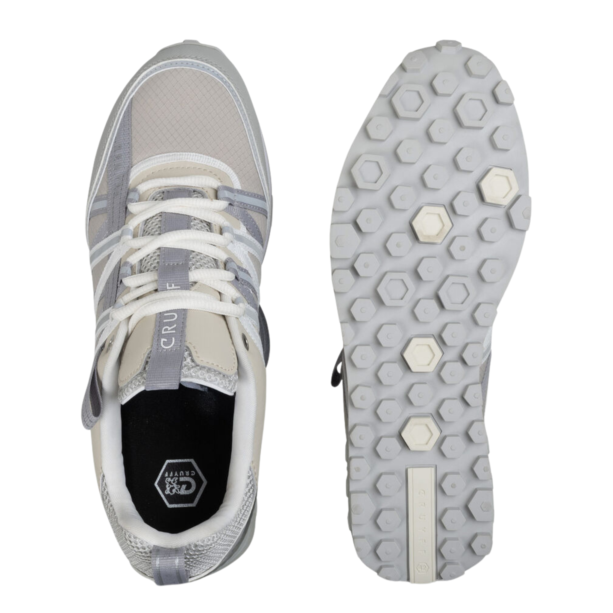 Mens Cruyff Cream/Silver Fearia Hex Tech Trainers