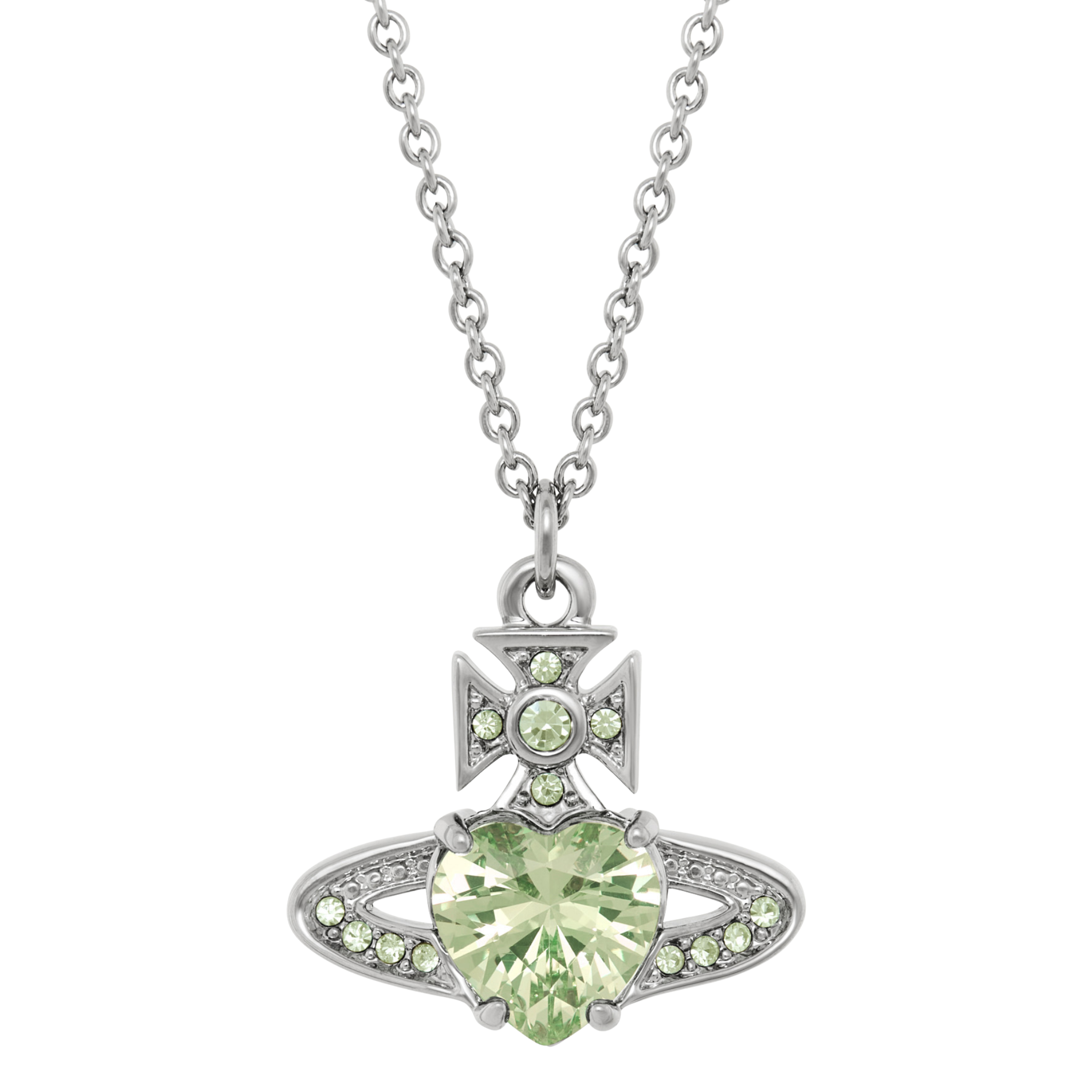 Vivienne Westwood Platinum/Light Green Ariella Pendant Necklace