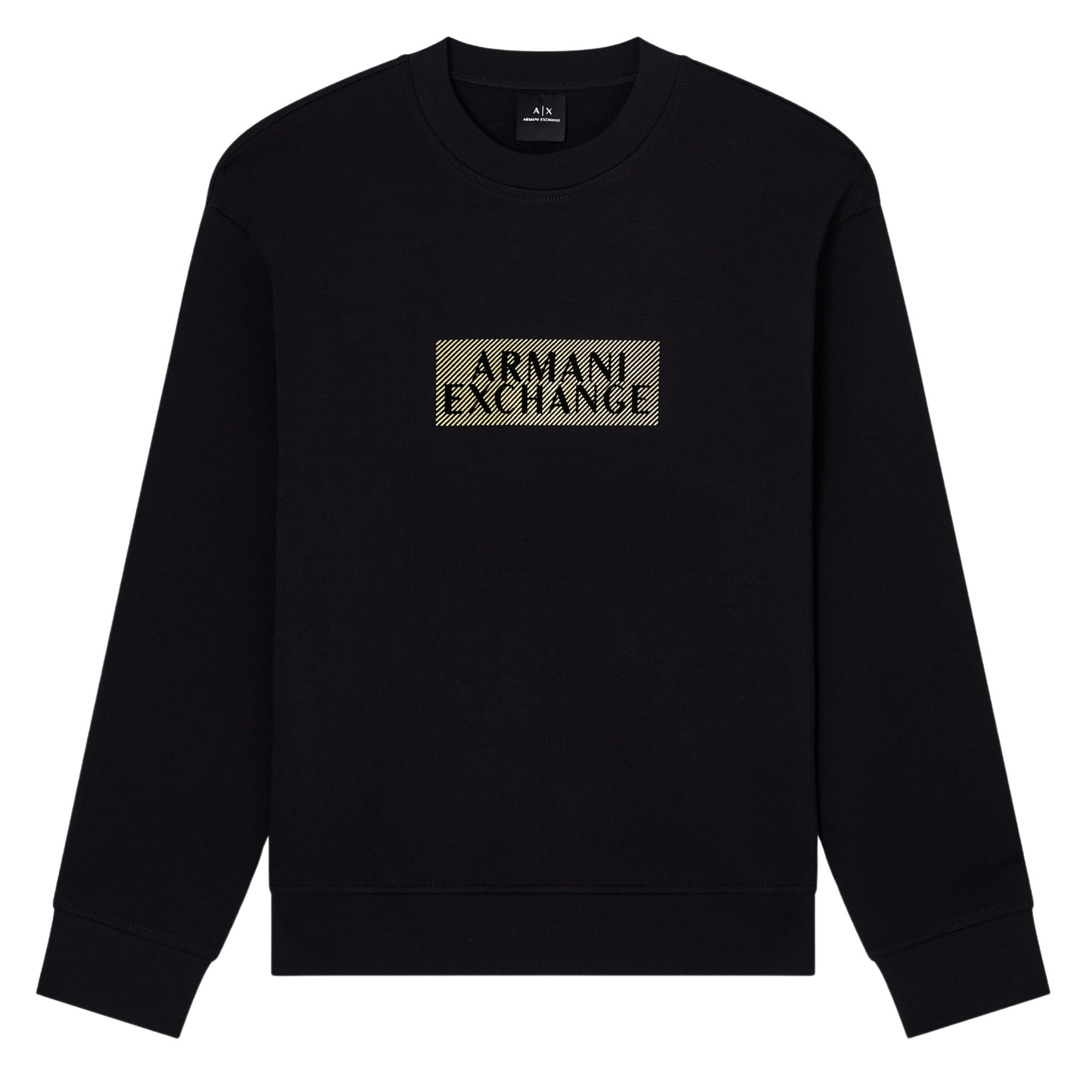 Mens Armani Exchange Black/Diagonal Gold Sweatshirt