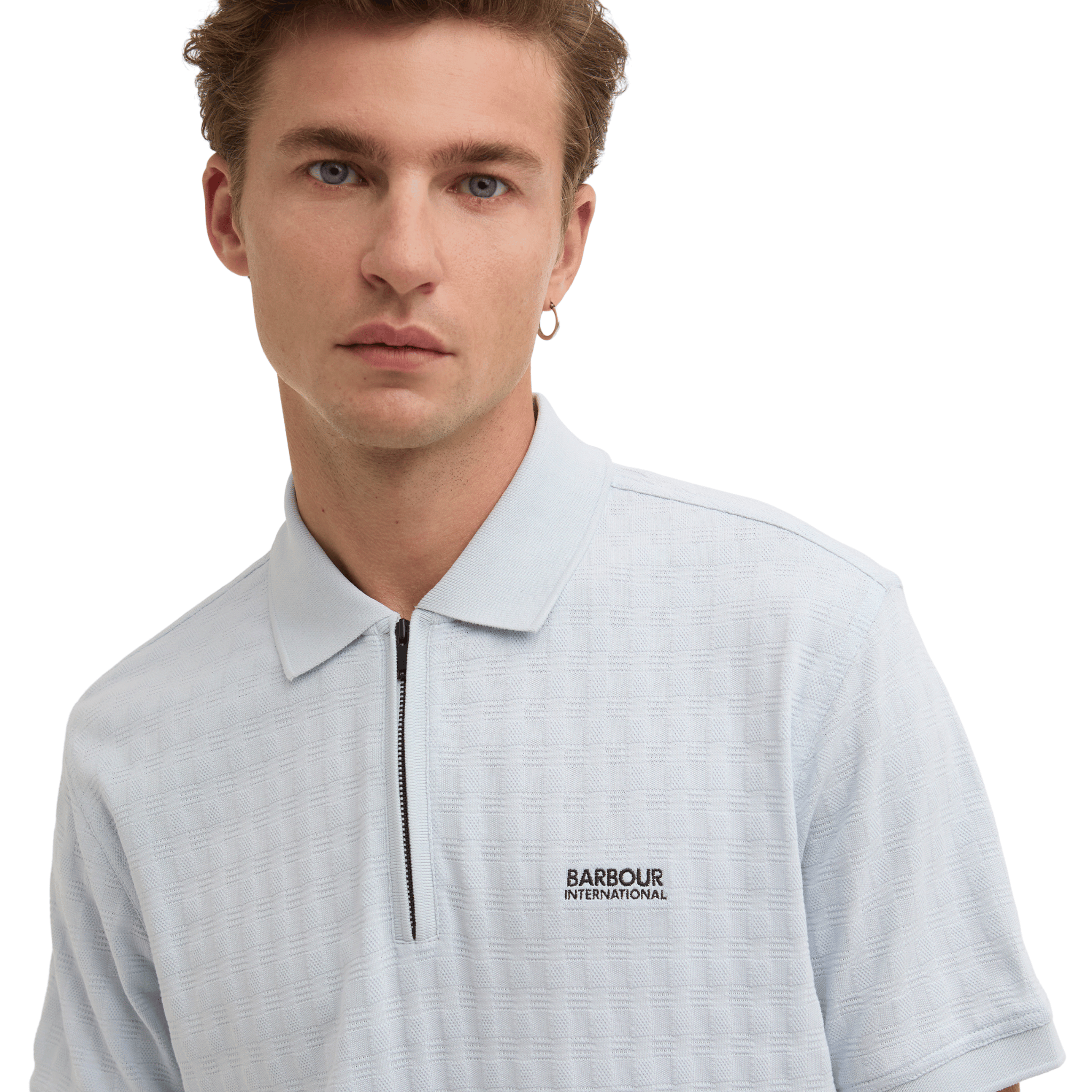 Mens Barbour International Skywriting Langston Zip S/s Polo