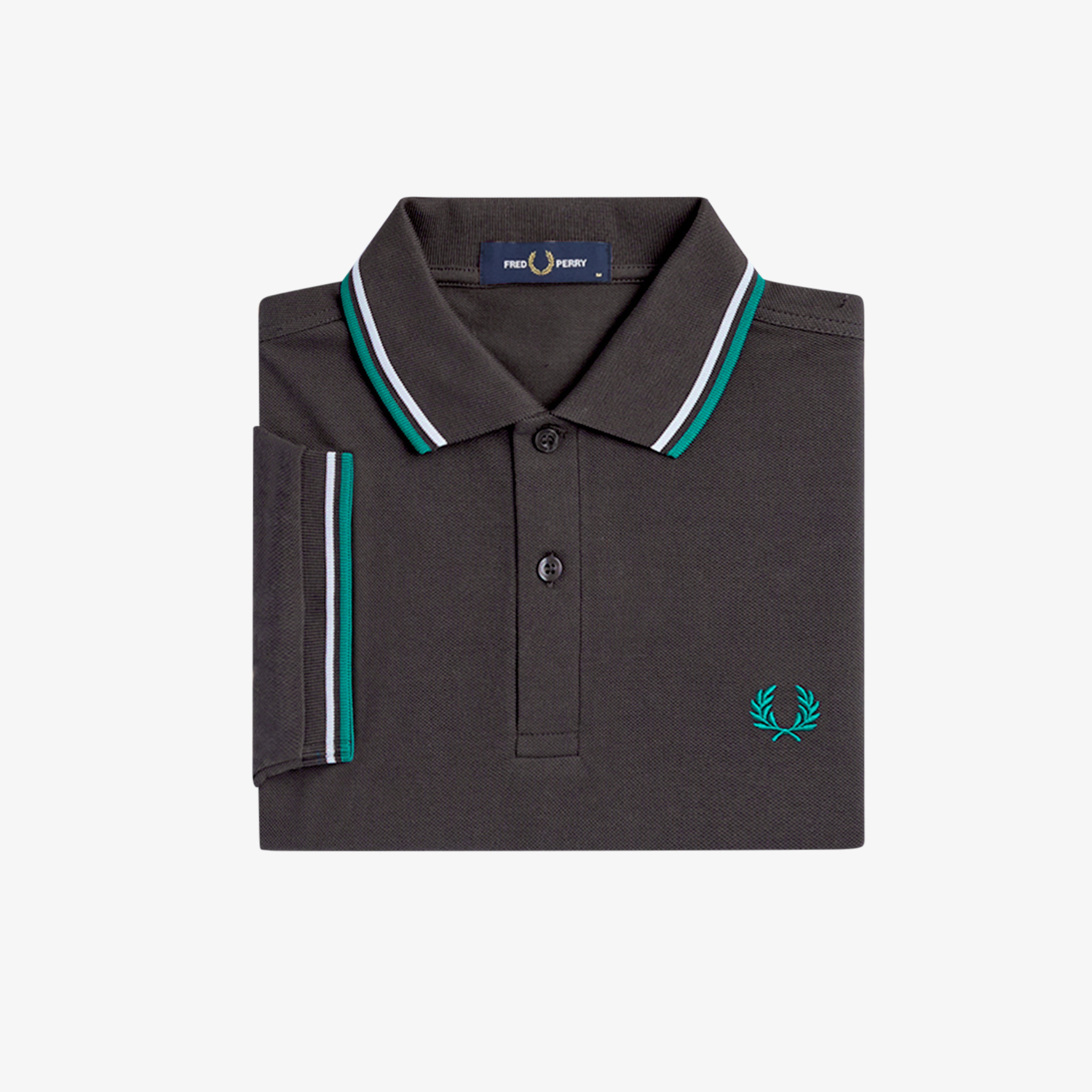 Mens Fred Perry Anchor Grey/Light Ice/Green Twin Tipped S/s Polo