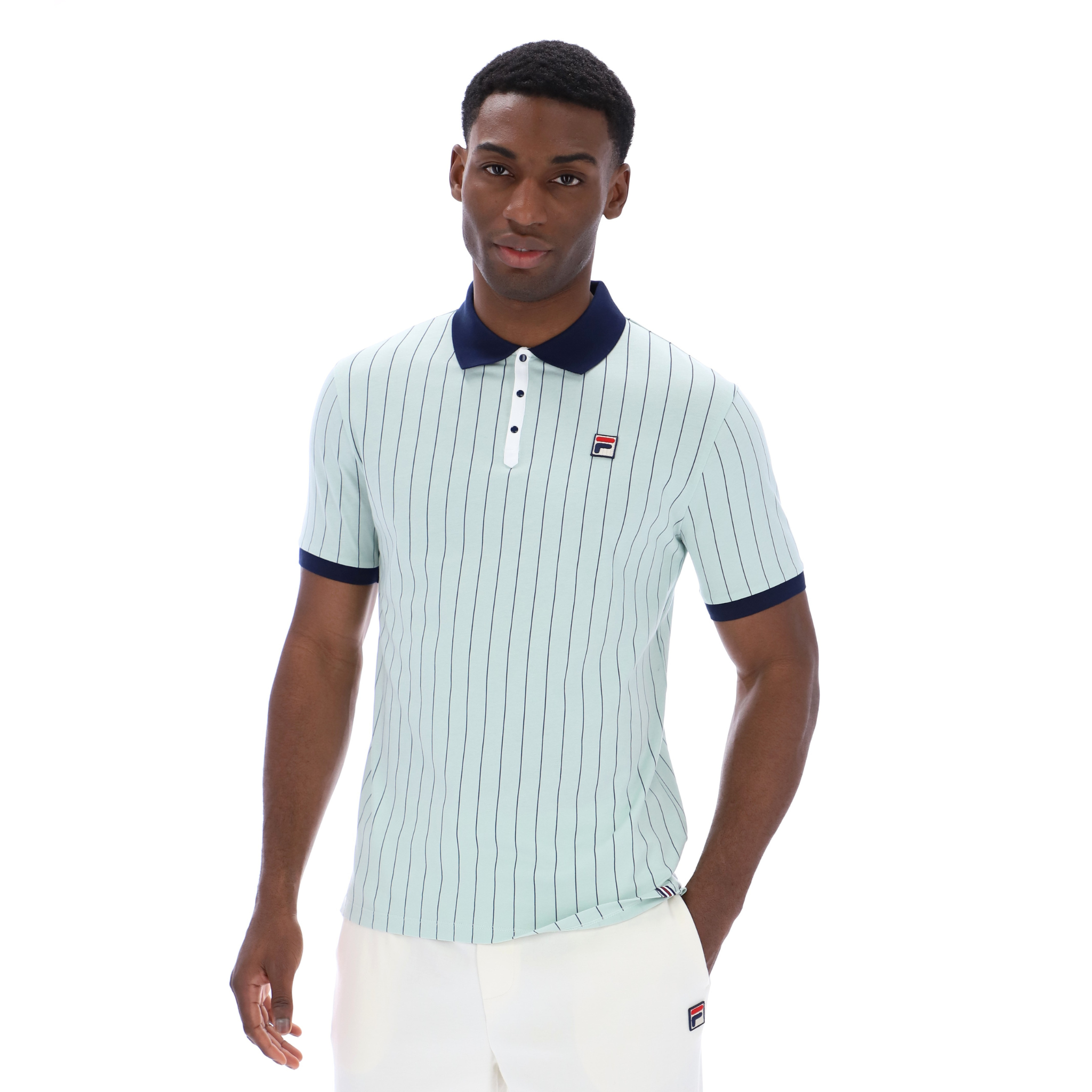 Mens Fila Surf Spray/Navy/White BB1 Vintage Striped S/s Polo Shirt