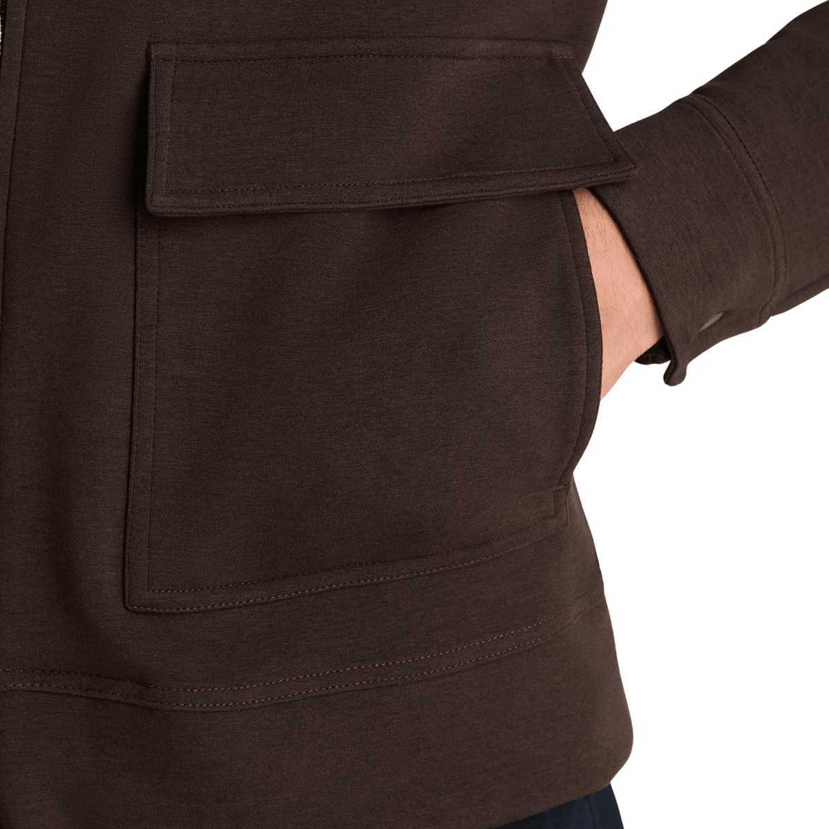 Mens Remus Uomo Dark Brown Jersey Zip Overshirt