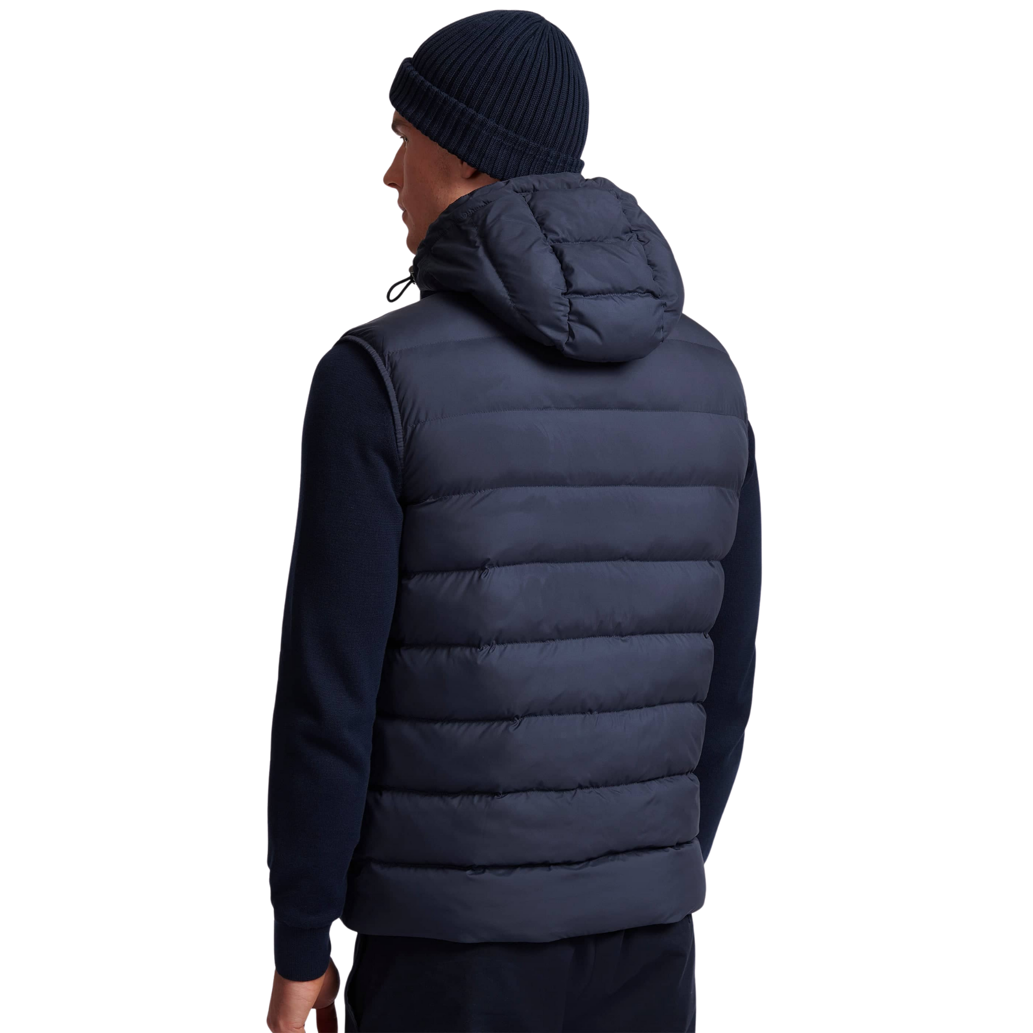 Mens Sandbanks Navy Frontier Micro Puffer Hooded Gilet