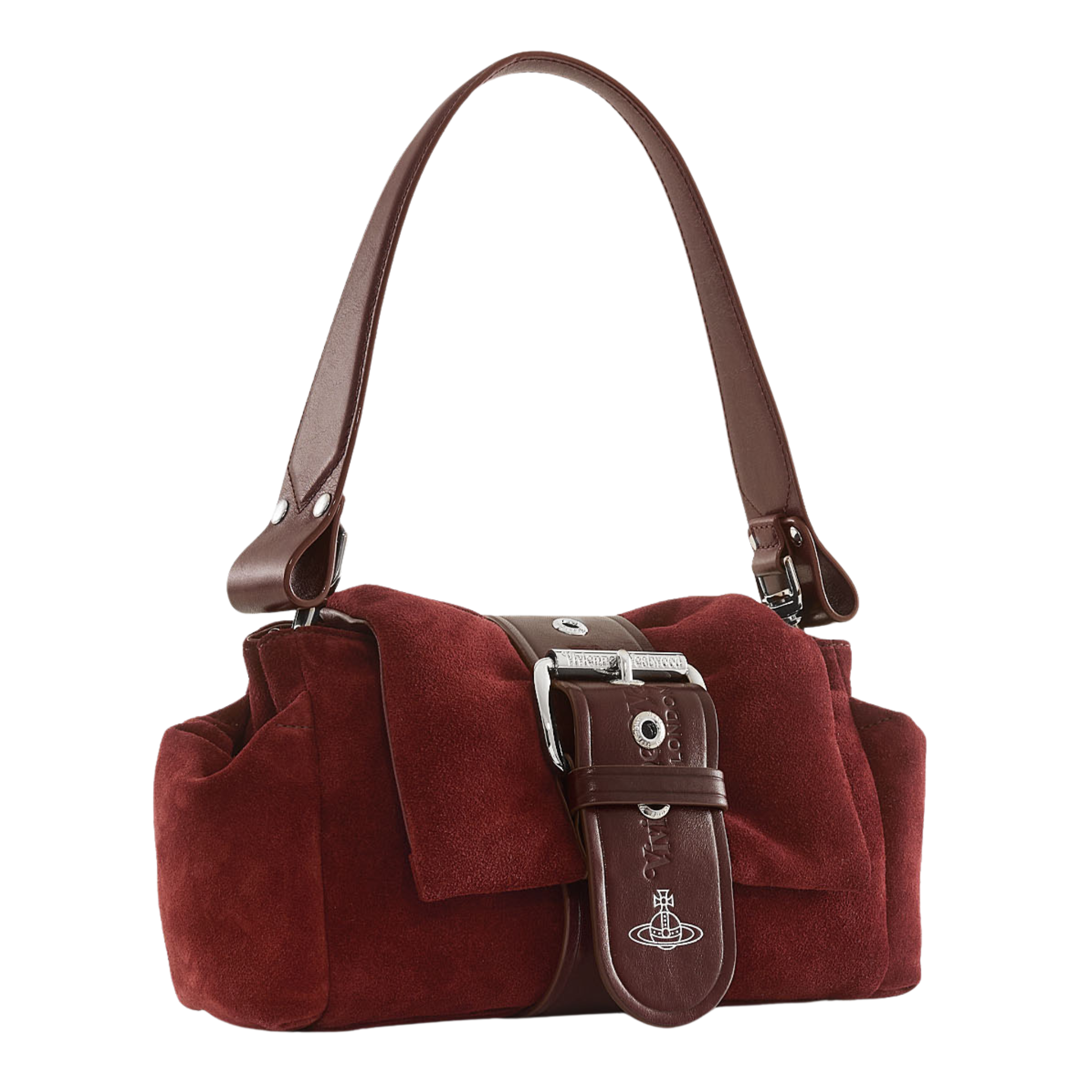 Womens Vivienne Westwood Burgundy Suede Hazel Treasure Shoulder Bag