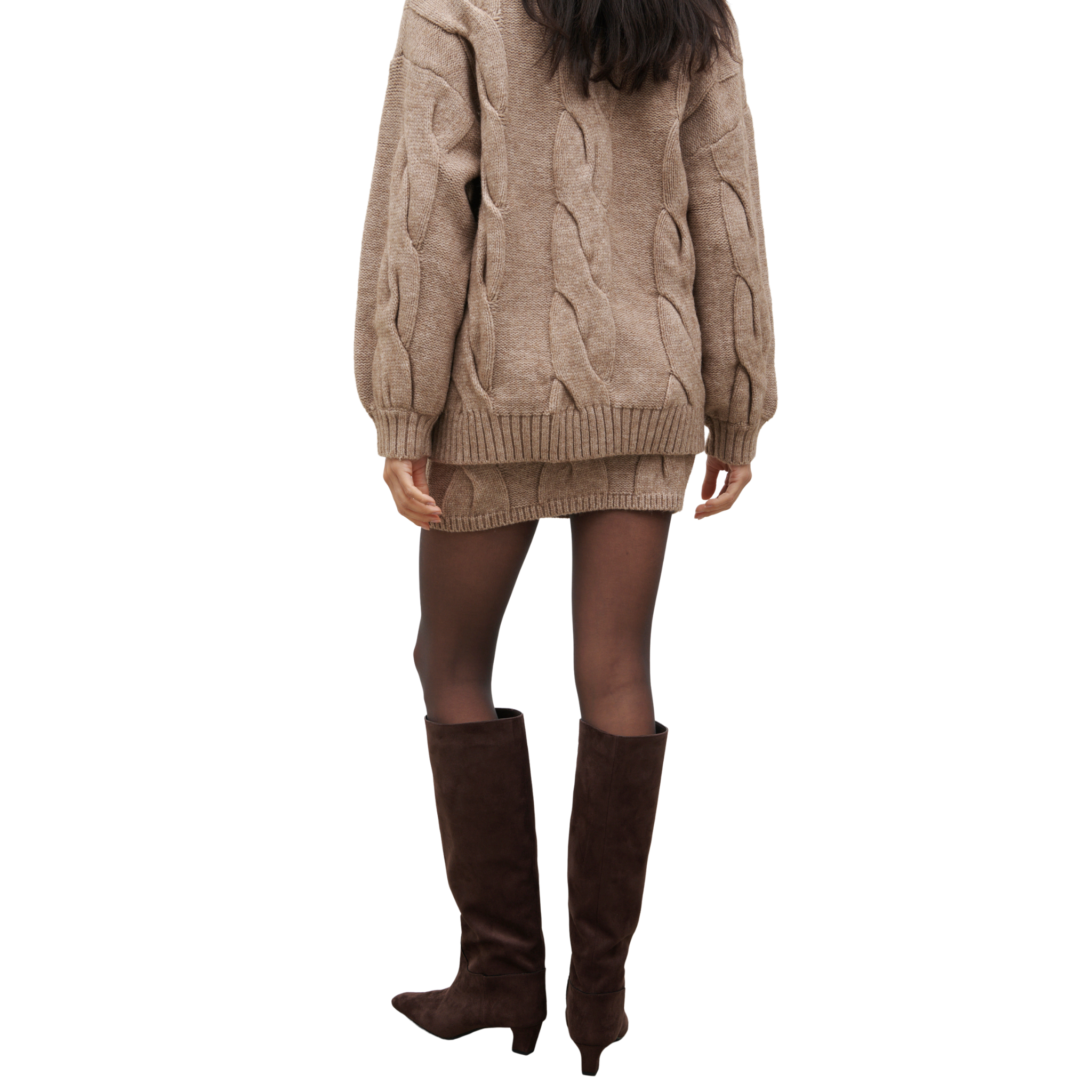 Womens Pretty Lavish Beige Atlantic Chunky Cable Knit Mini Skirt