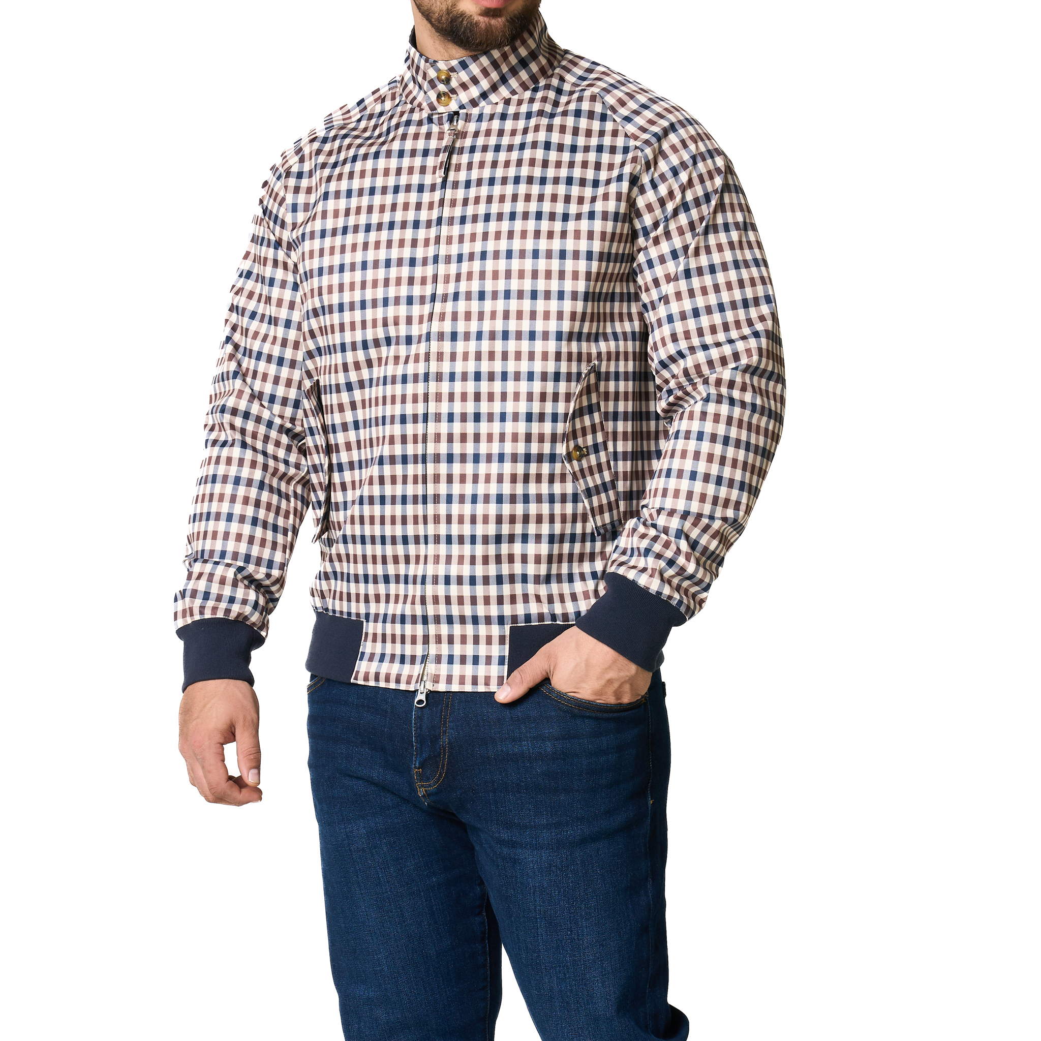 Mens Aquascutum Club Check Harrington Jacket