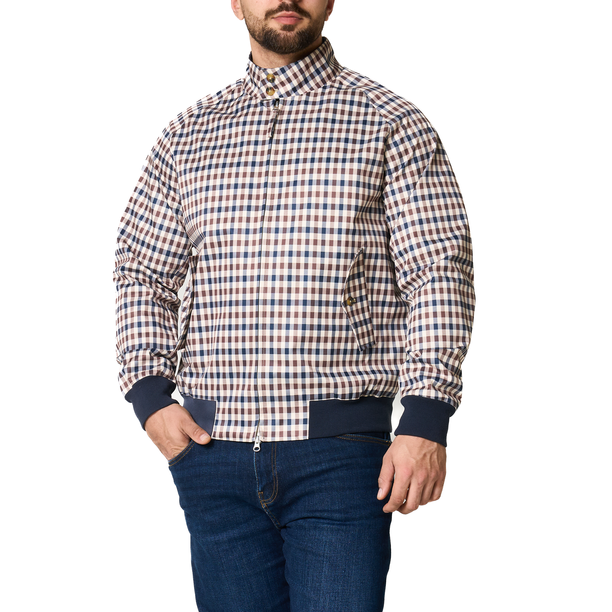 Mens Aquascutum Club Check Harrington Jacket