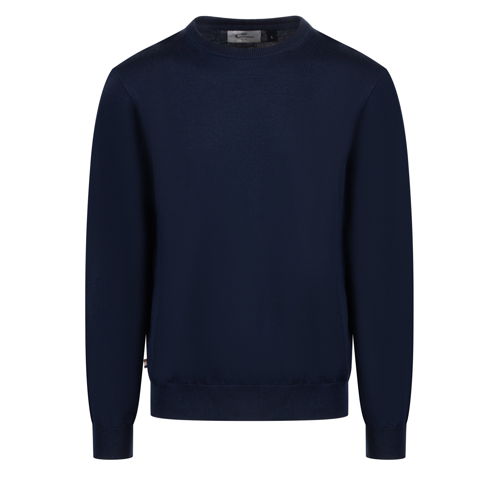 Mens Aquascutum Active Navy Club Check Sleeve Knit