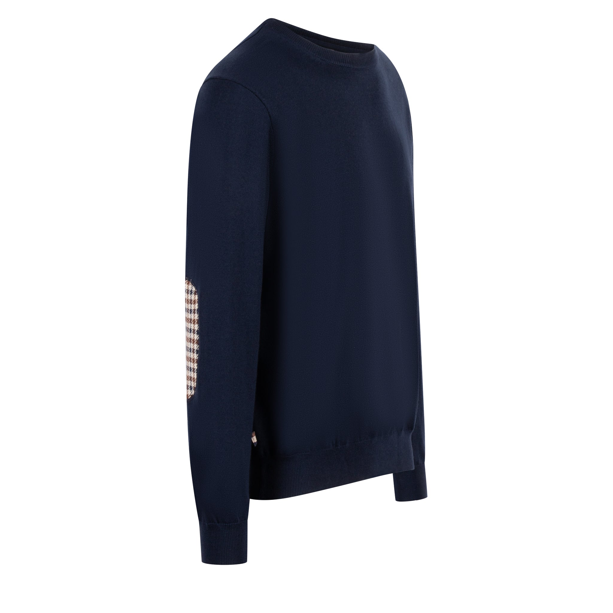 Mens Aquascutum Active Navy Club Check Sleeve Knit