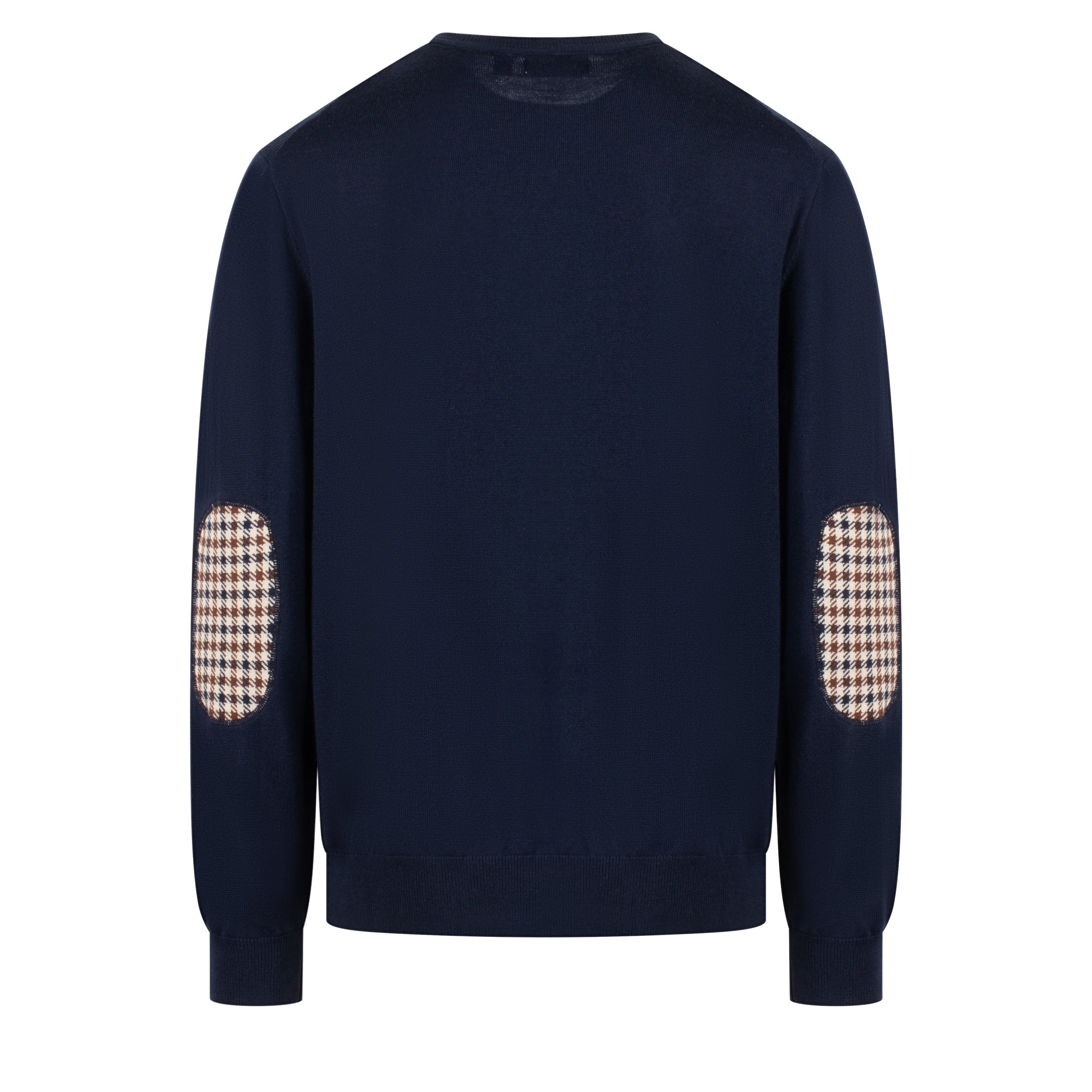 Mens Aquascutum Active Navy Club Check Sleeve Knit