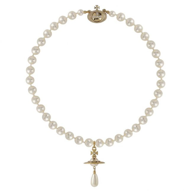 Vivienne Westwood Gold/Pearl One Row Pearl Drop Choker