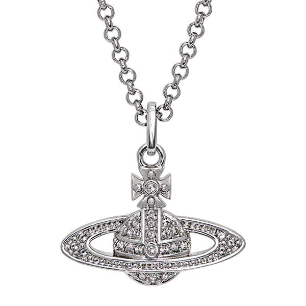 Vivienne Westwood Platinum/Crystal Mini Bas Relief Pendant Necklace