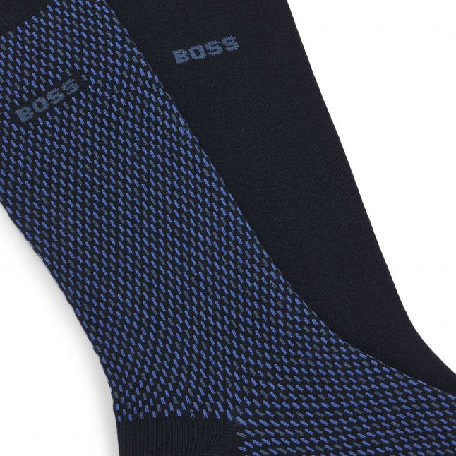 Mens Dark Blue 2PK RS Minipattern Socks