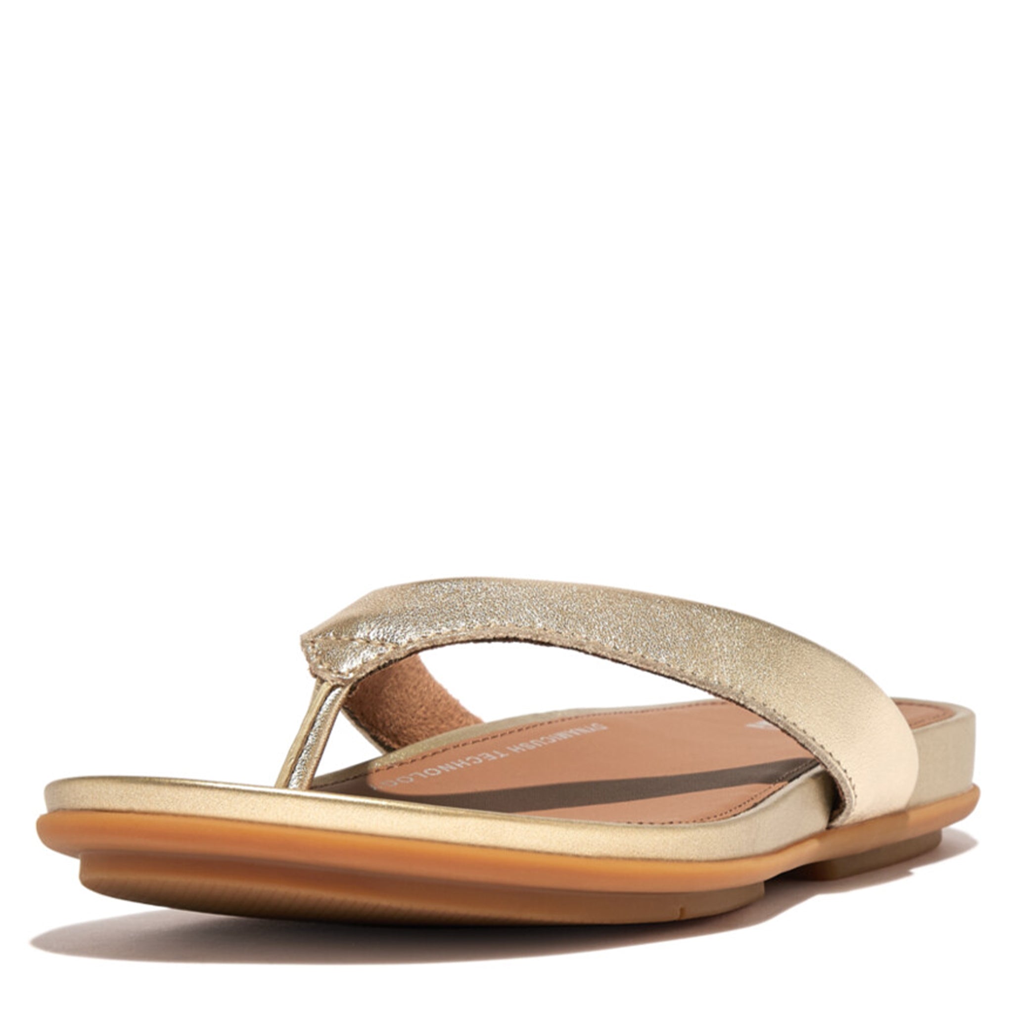 Womens FitFlop Platino Gracie Leather Flip Flops