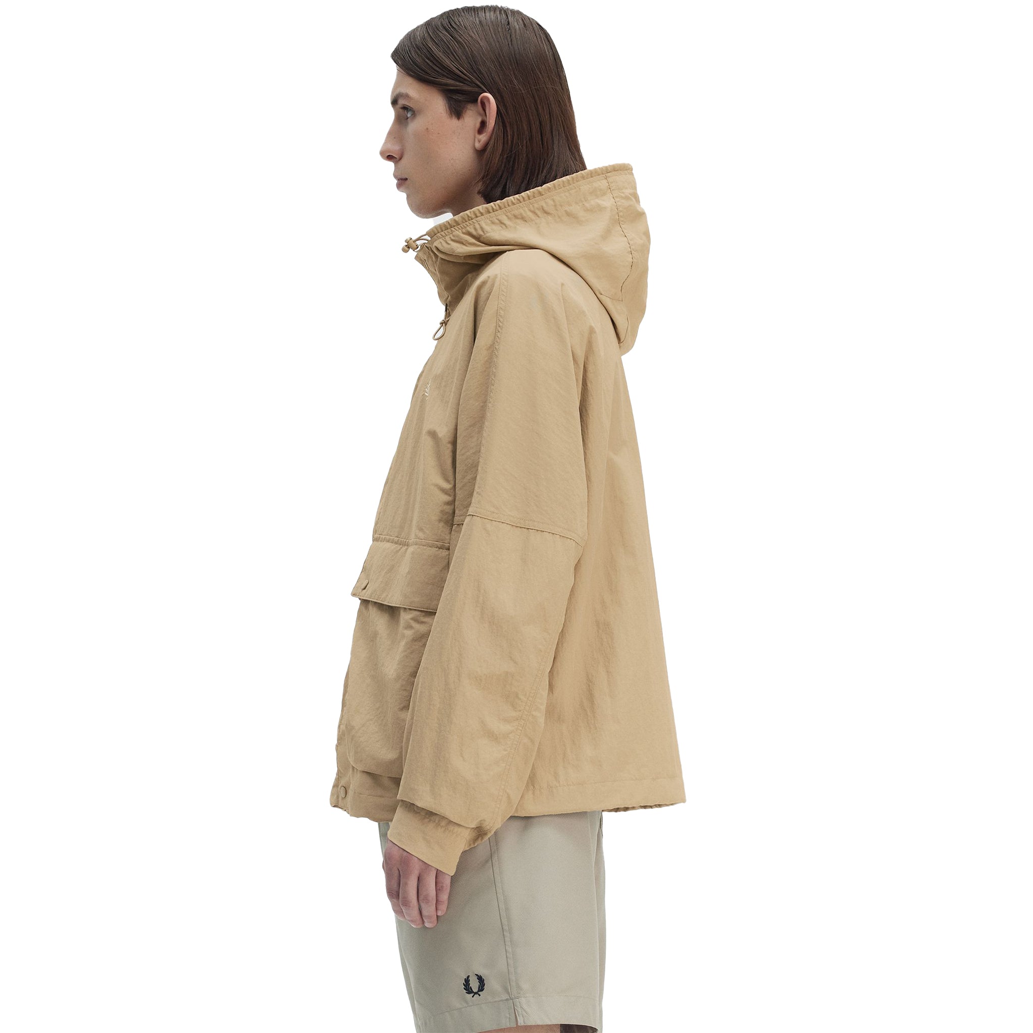 Mens Fred Perry Warm Stone Cropped Fishing Parka