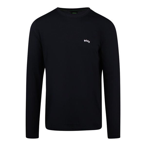 Mens BOSS Dark Blue Togn Curved L/s T Shirt