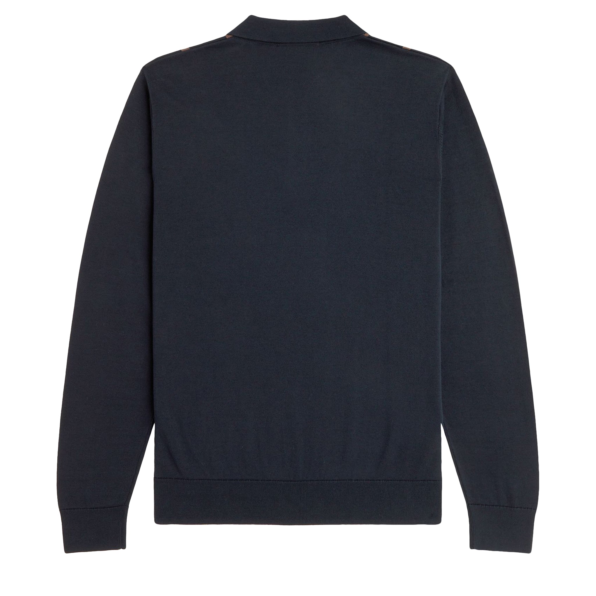 Mens Fred Perry Navy Vertical Stripe Knit L/s Polo