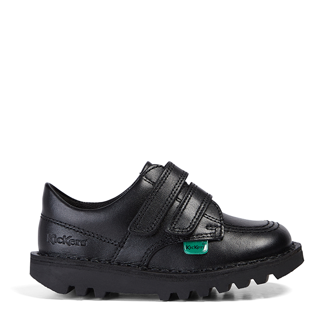 Infant Kickers Black Kick Lo Twin Strap Velcro Shoe (5-12)