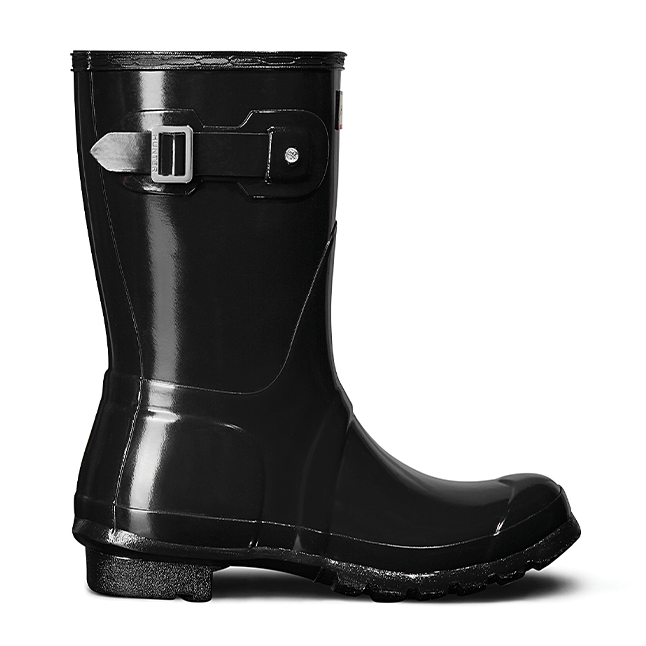 Hunter Boots Womens Black Gloss Original Short Wellington Hurleys
