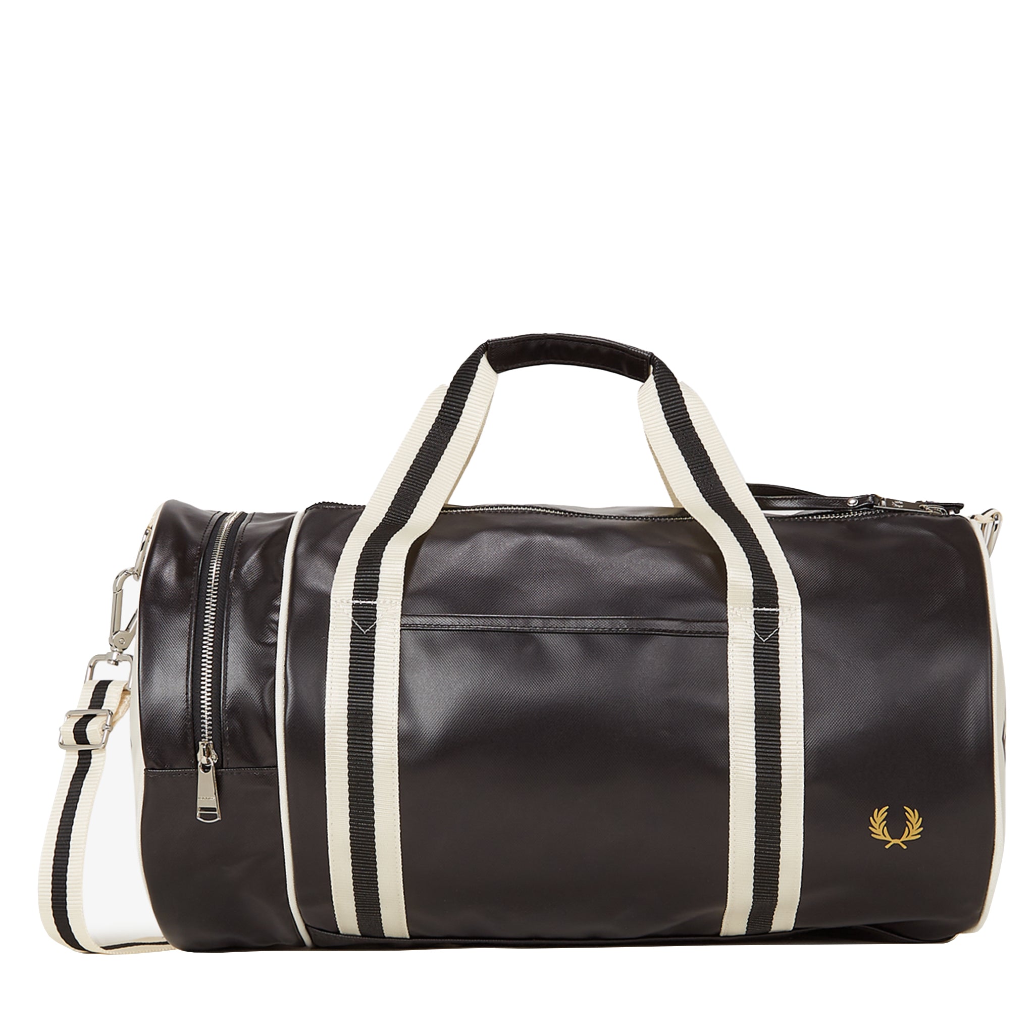 Mens Fred Perry Black/Ecru Barrel Bag