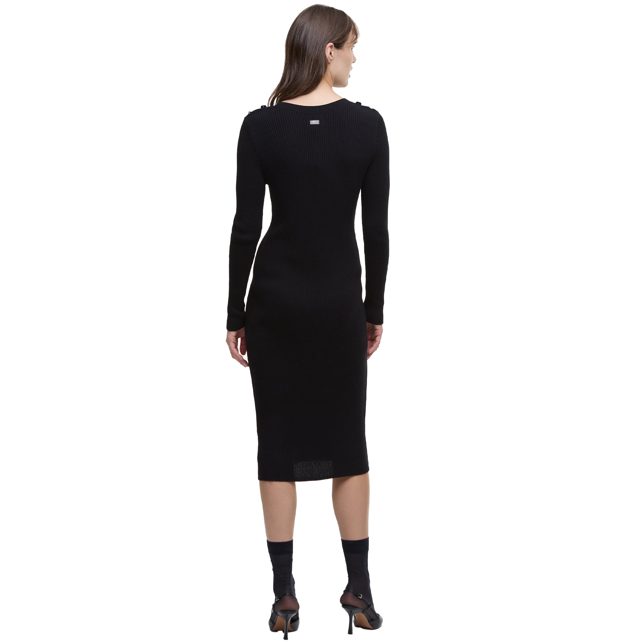 Womens Barbour International Black Peyton Knitted Midi Dress