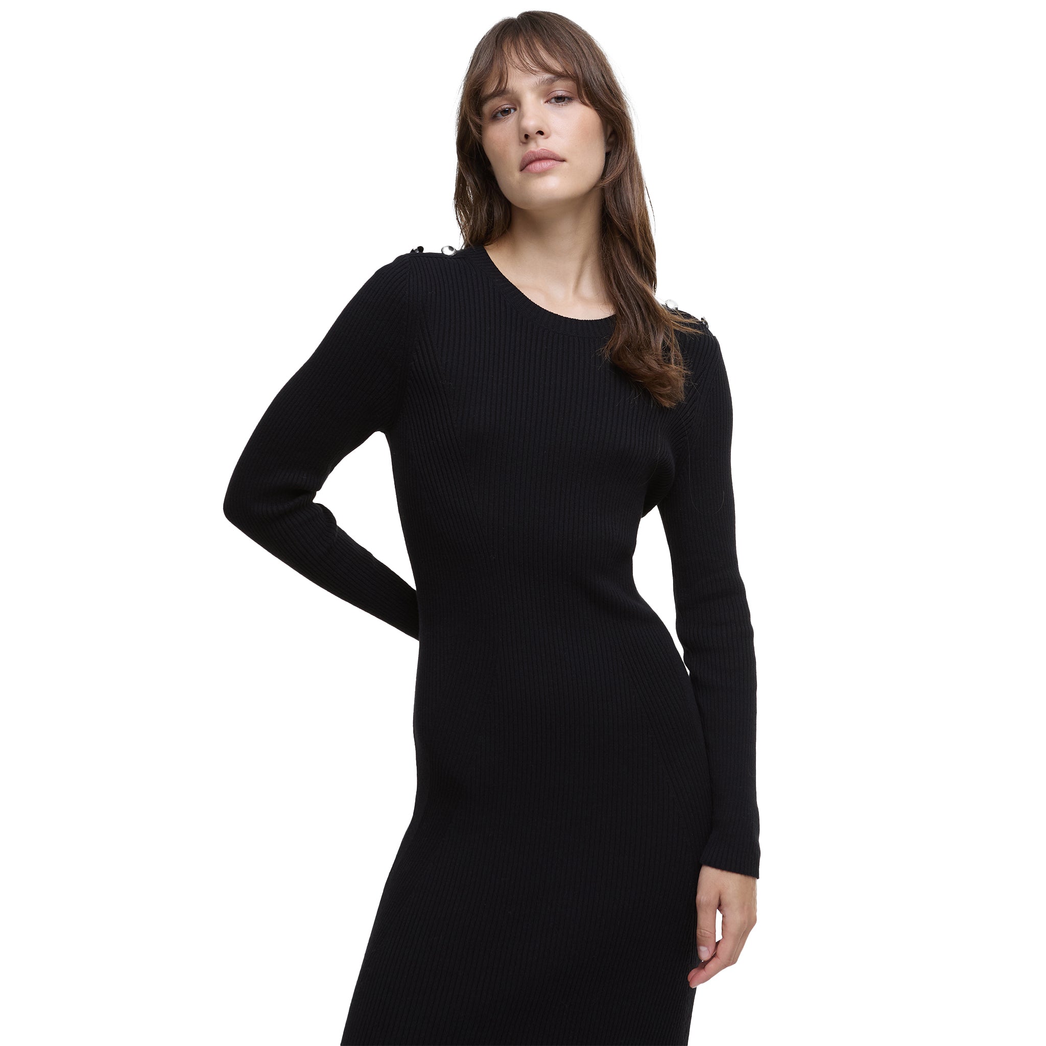 Womens Barbour International Black Peyton Knitted Midi Dress