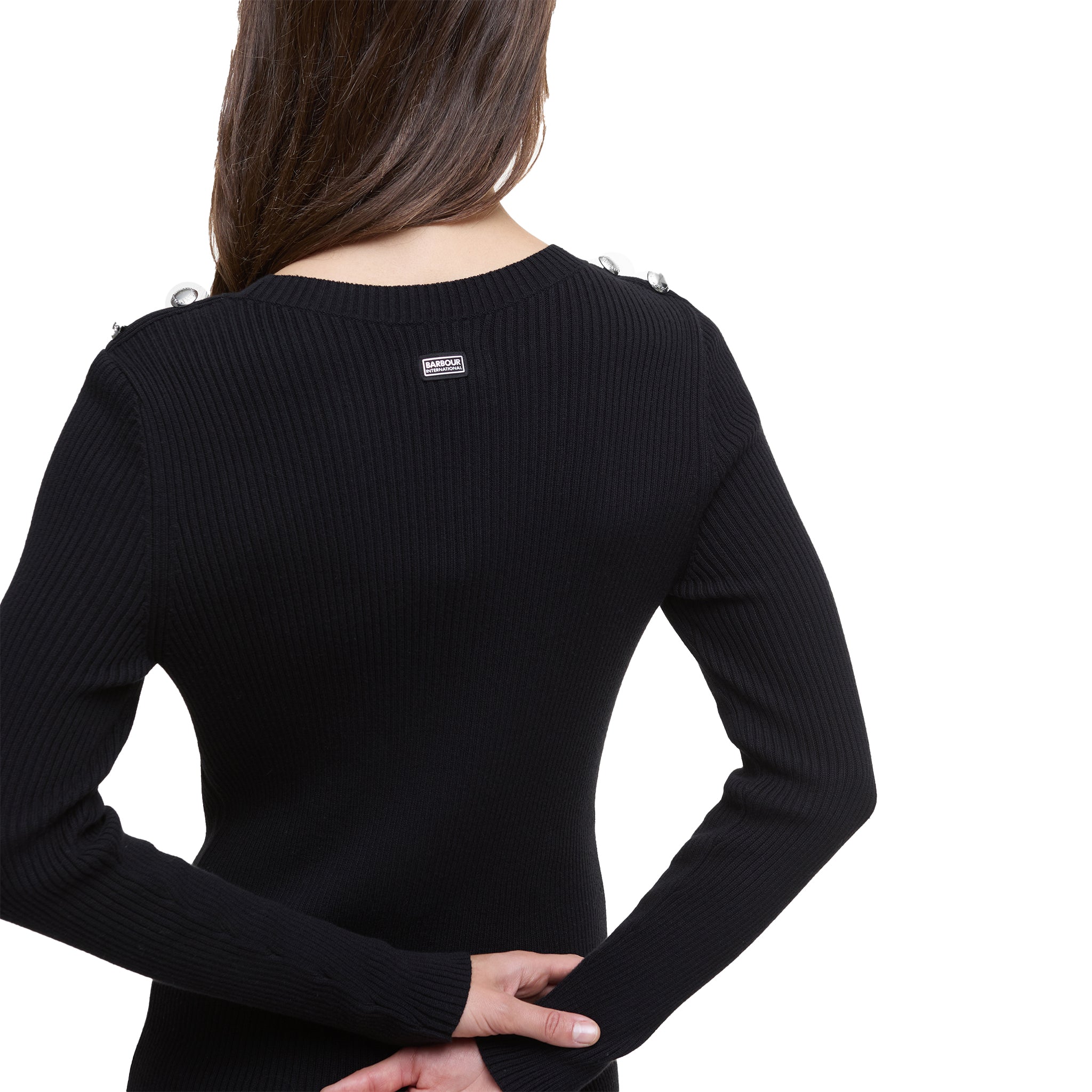 Womens Barbour International Black Peyton Knitted Midi Dress