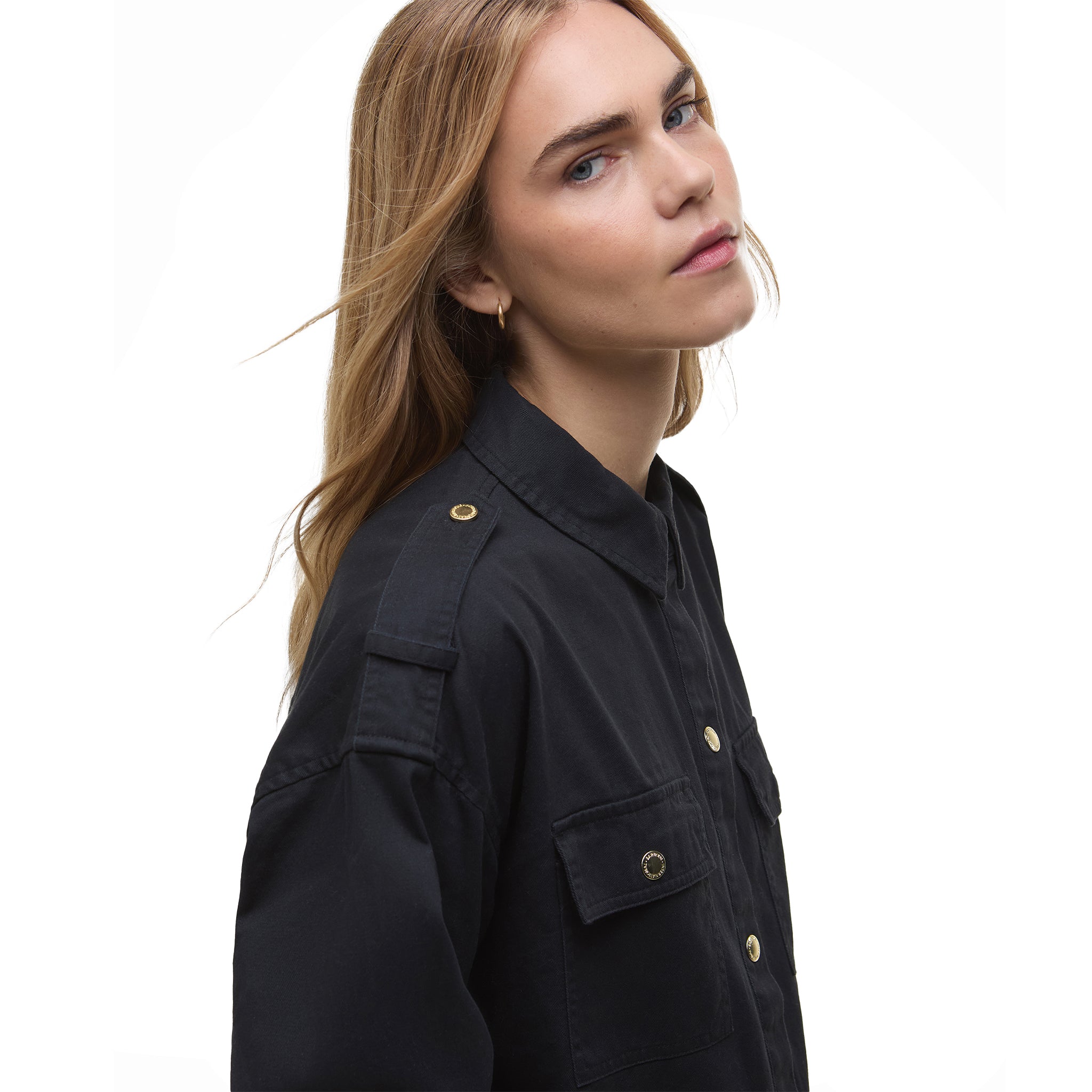 Womens Barbour International Black Emerson Overshirt