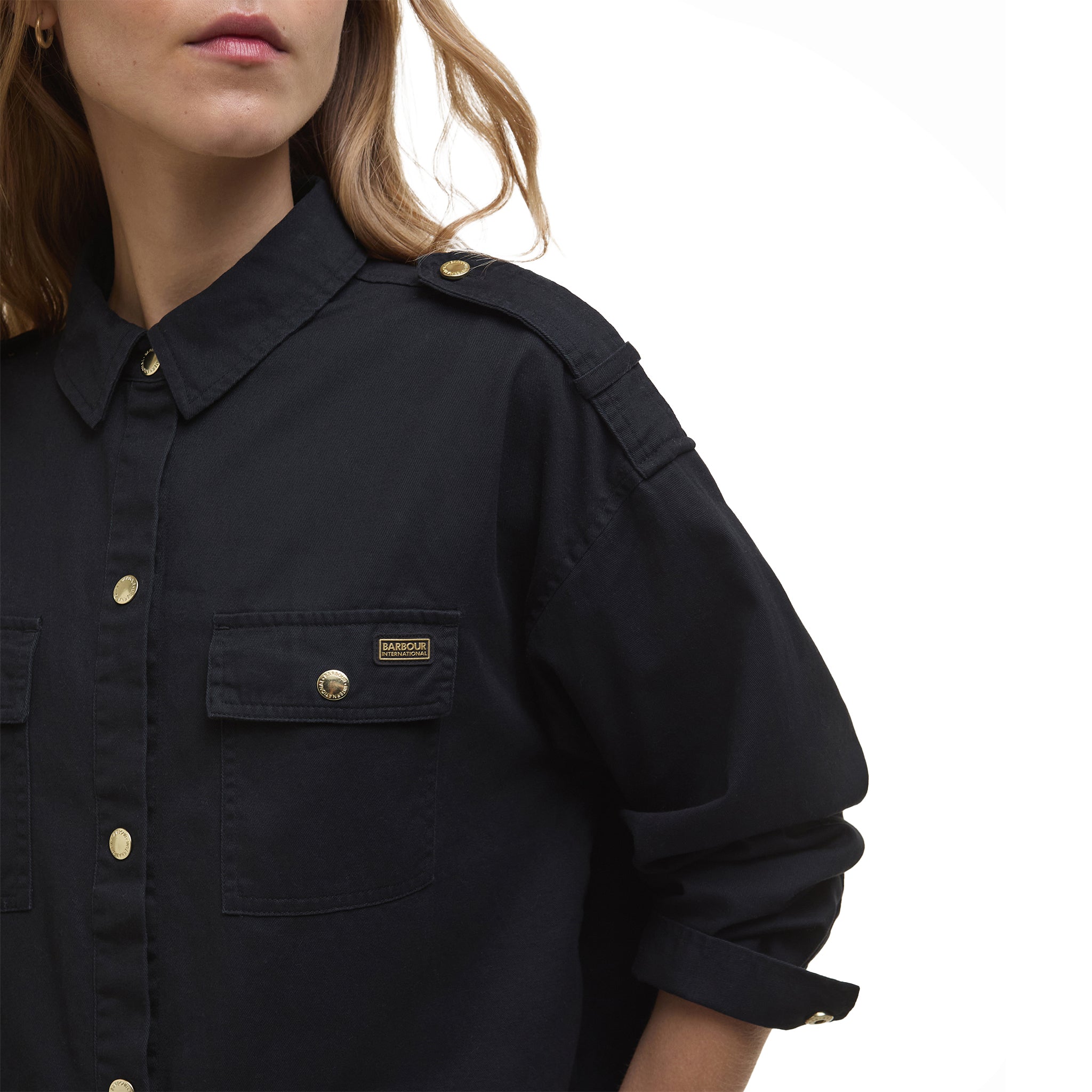 Womens Barbour International Black Emerson Overshirt