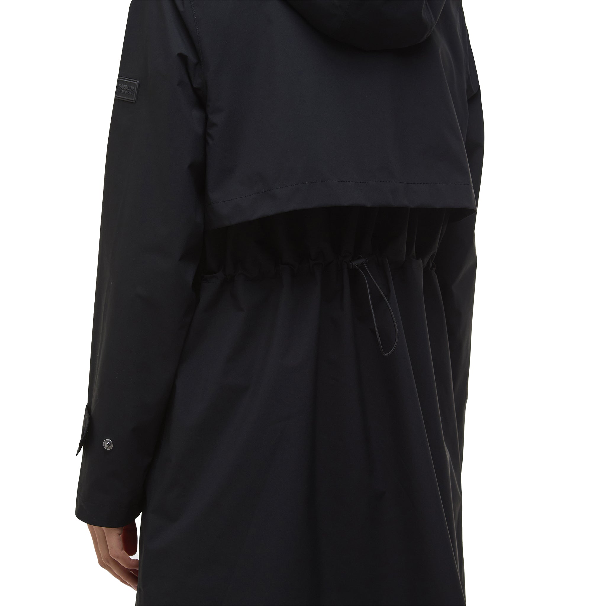 Womens Barbour International Black Longline Kyra Waterproof Coat