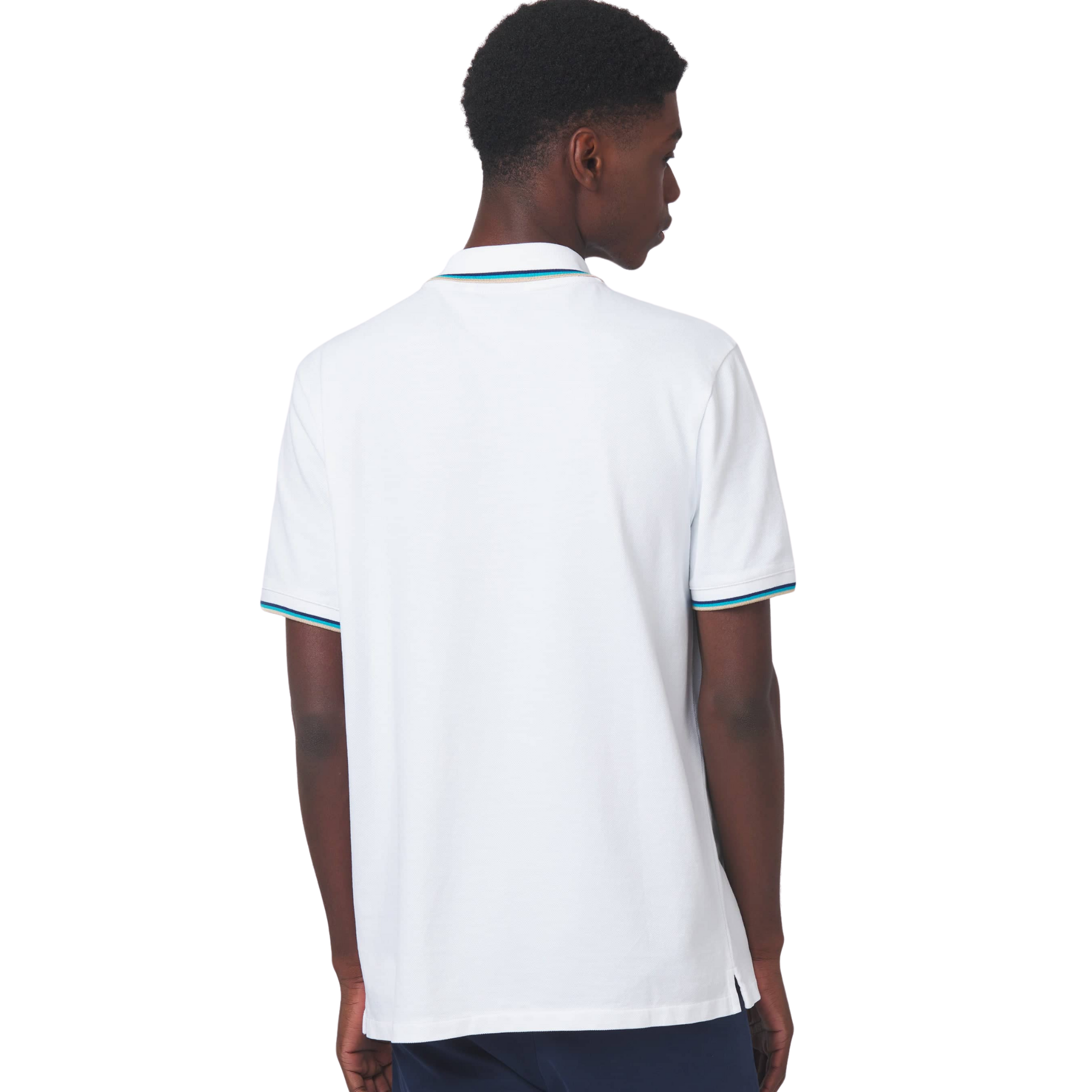 Mens Sandbanks White Badge Logo Tipped S/s Polo Shirt