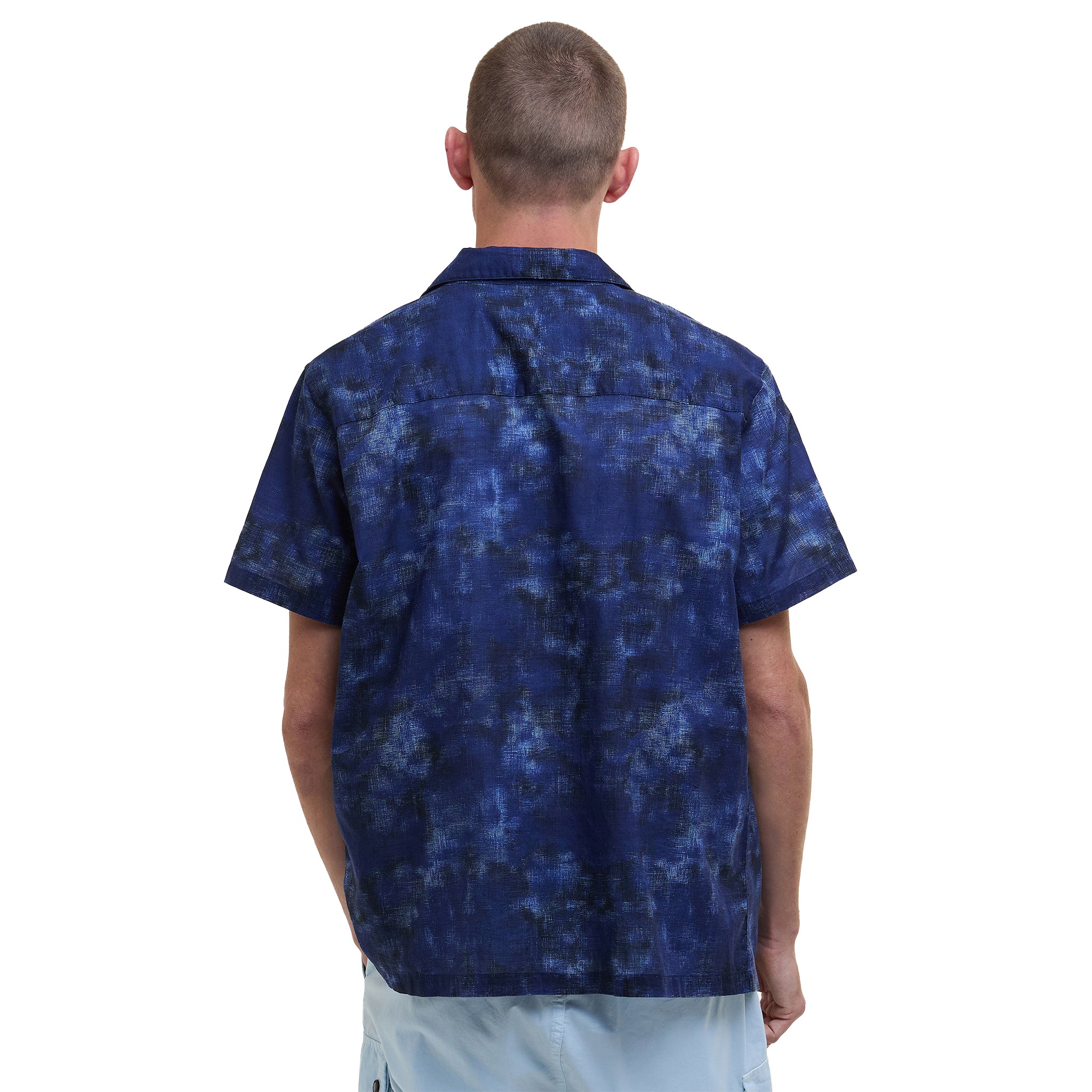 Mens Barbour International Midnight Blue Camo Ikat Summer S/s Shirt