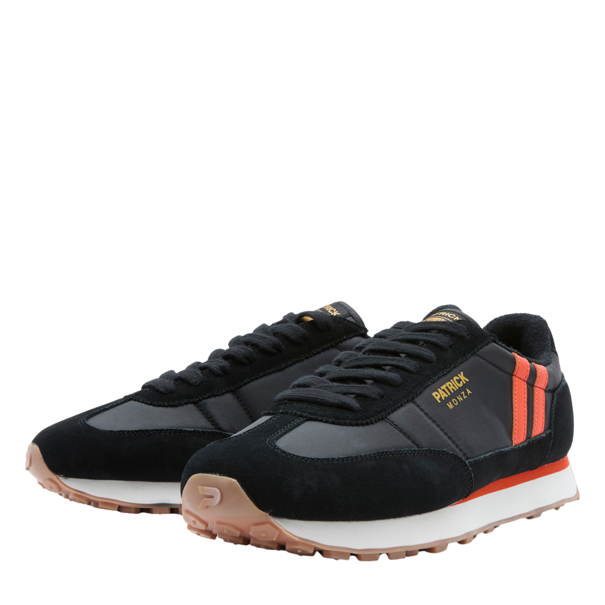 Mens Patrick Black/Orange Monza Trainers