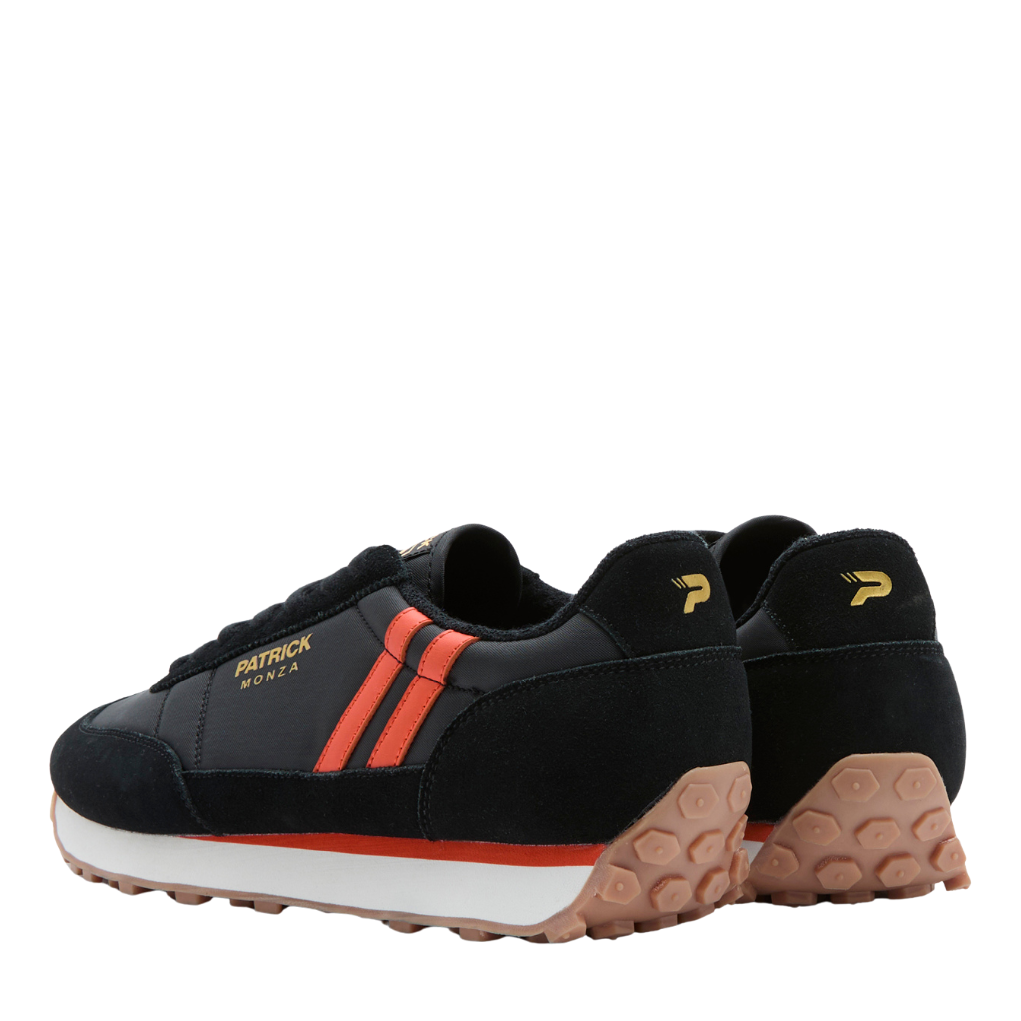 Mens Patrick Black/Orange Monza Trainers