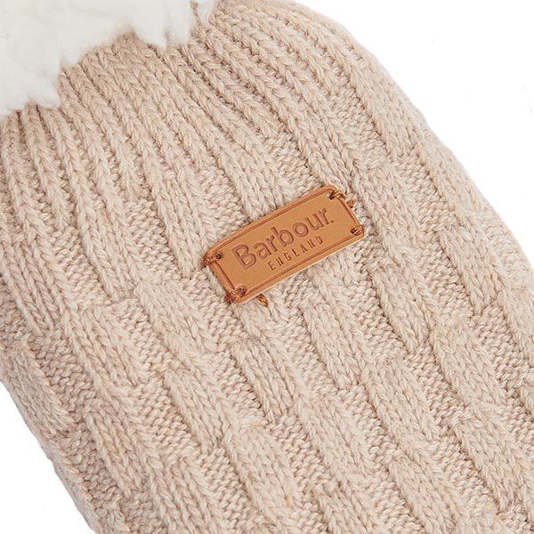 Womens Barbour Oatmeal Cable Knit Lounge Socks