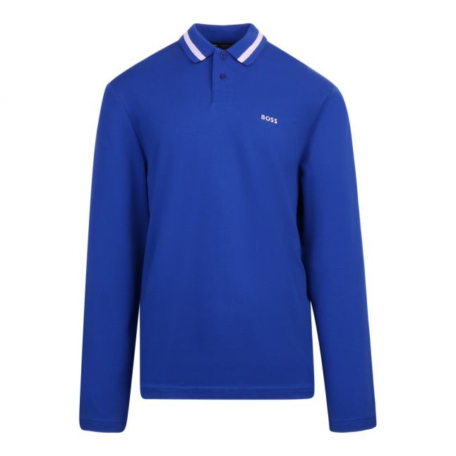 Mens BOSS Medium Blue Piol L/s Polo Shirt