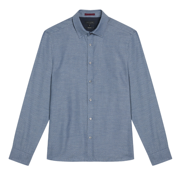 Mens Ted Baker Light Blue Crotone Herringbone L/s Shirt