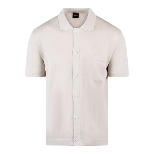 Mens Light Beige Kamiccio Knit S/s Shirt