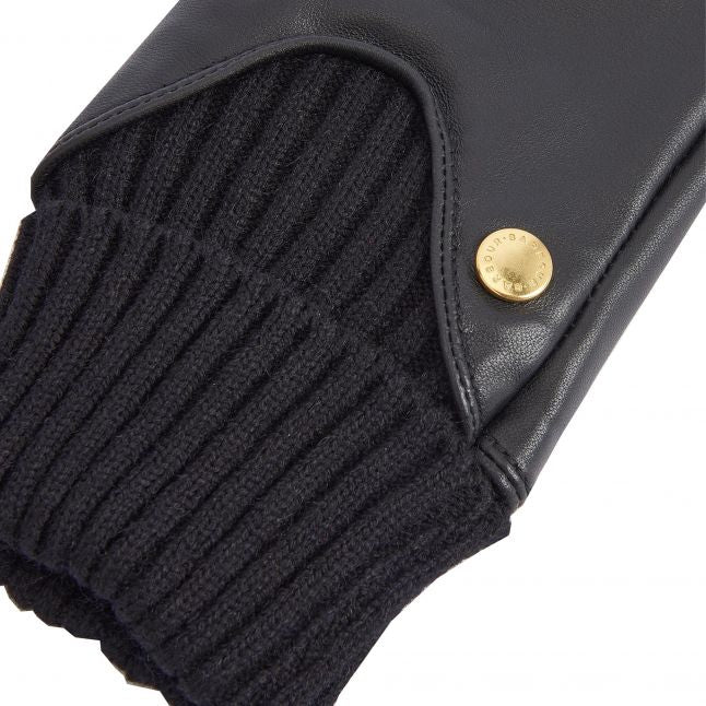 Womens Barbour Black Deanna Leather Gloves