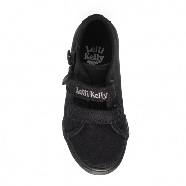 Girls Lelli Kelly Black Canvas Lily Pumps (24-35)