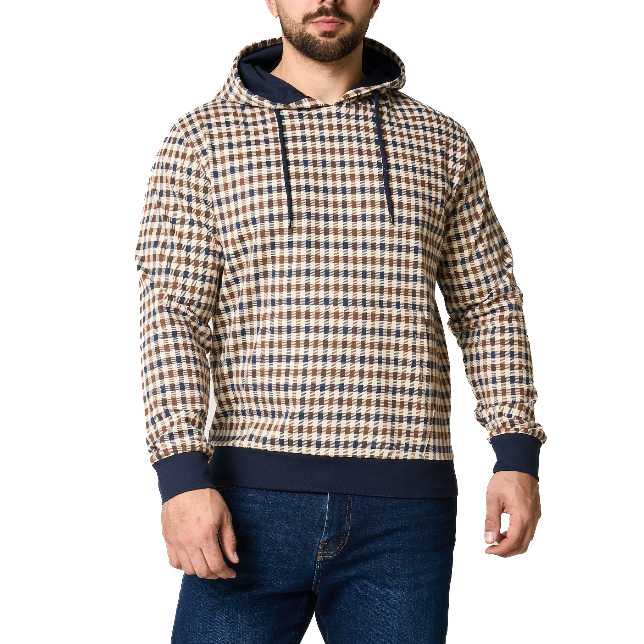 Mens Aquascutum Club Check Hoodie