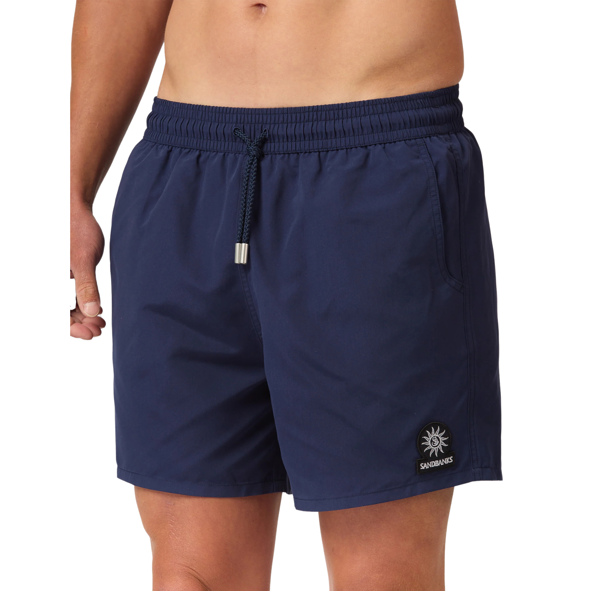 Mens Sandbanks Navy Badge Logo Recycled Swim Shorts