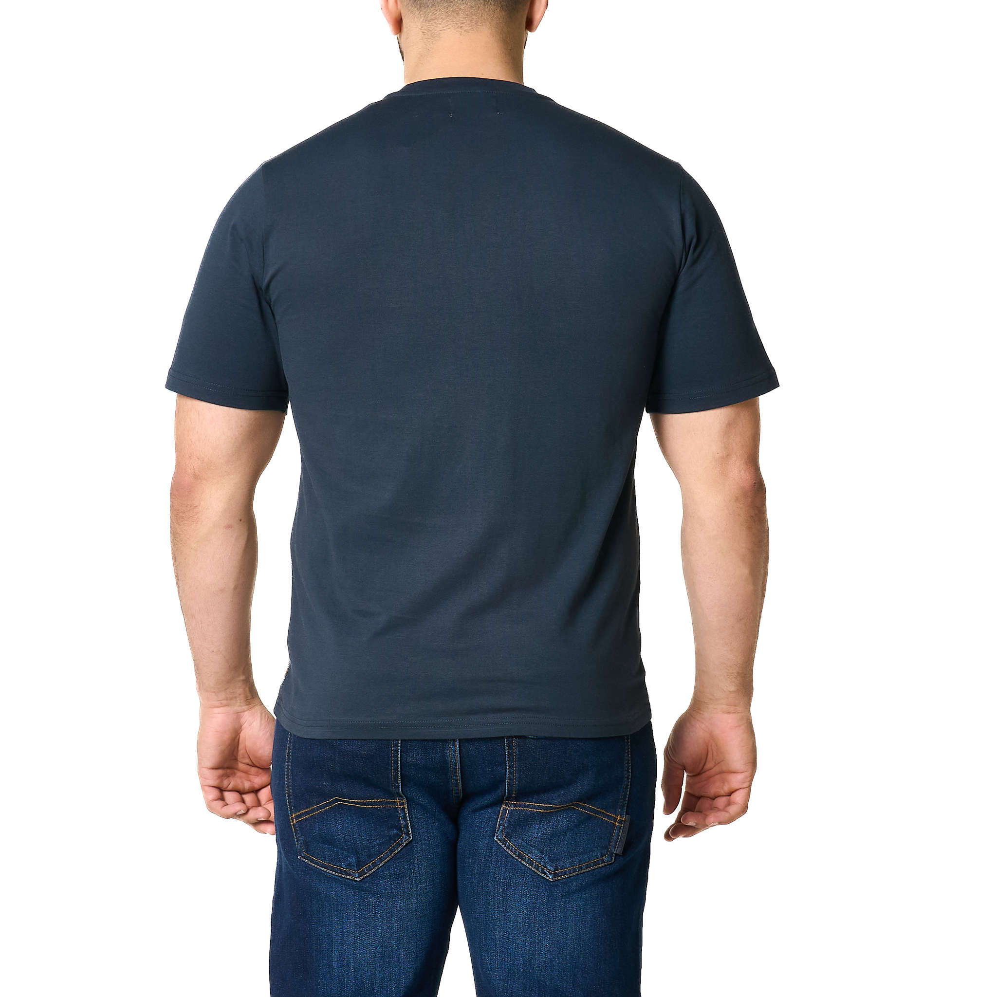 Mens Aquascutum Navy Pocket Check Front S/s T Shirt