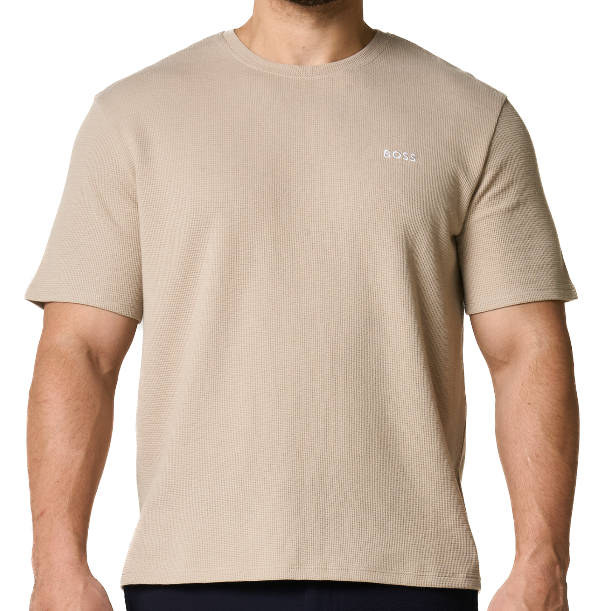 Mens BOSS Light Beige Waffle Lounge S/s T Shirt