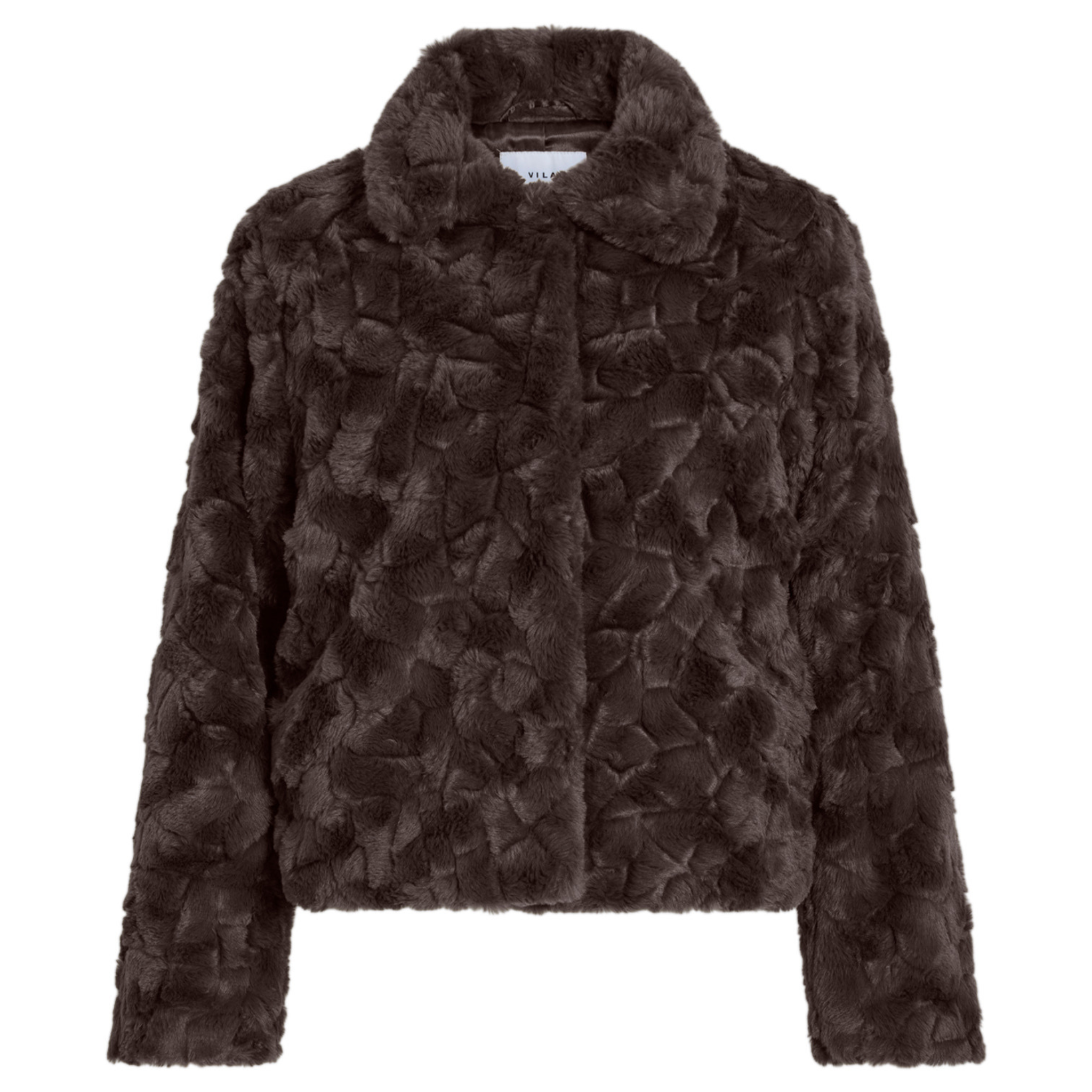 Womens Vila Coffee Bean Vidorte Faux Fur Jacket