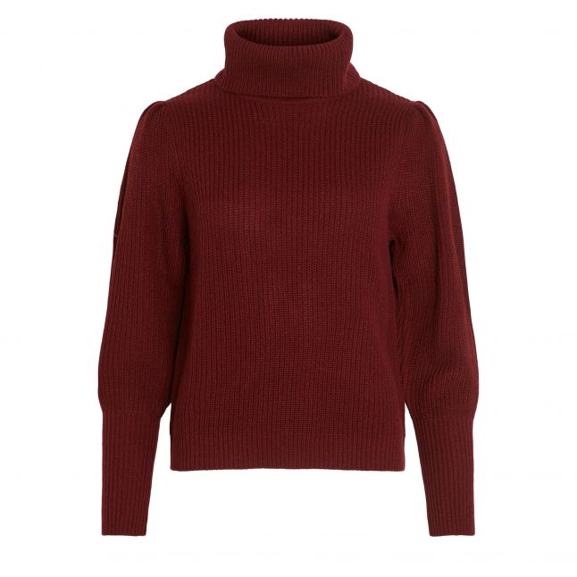 Womens Vila Cabernet Vilou Rollneck Knit
